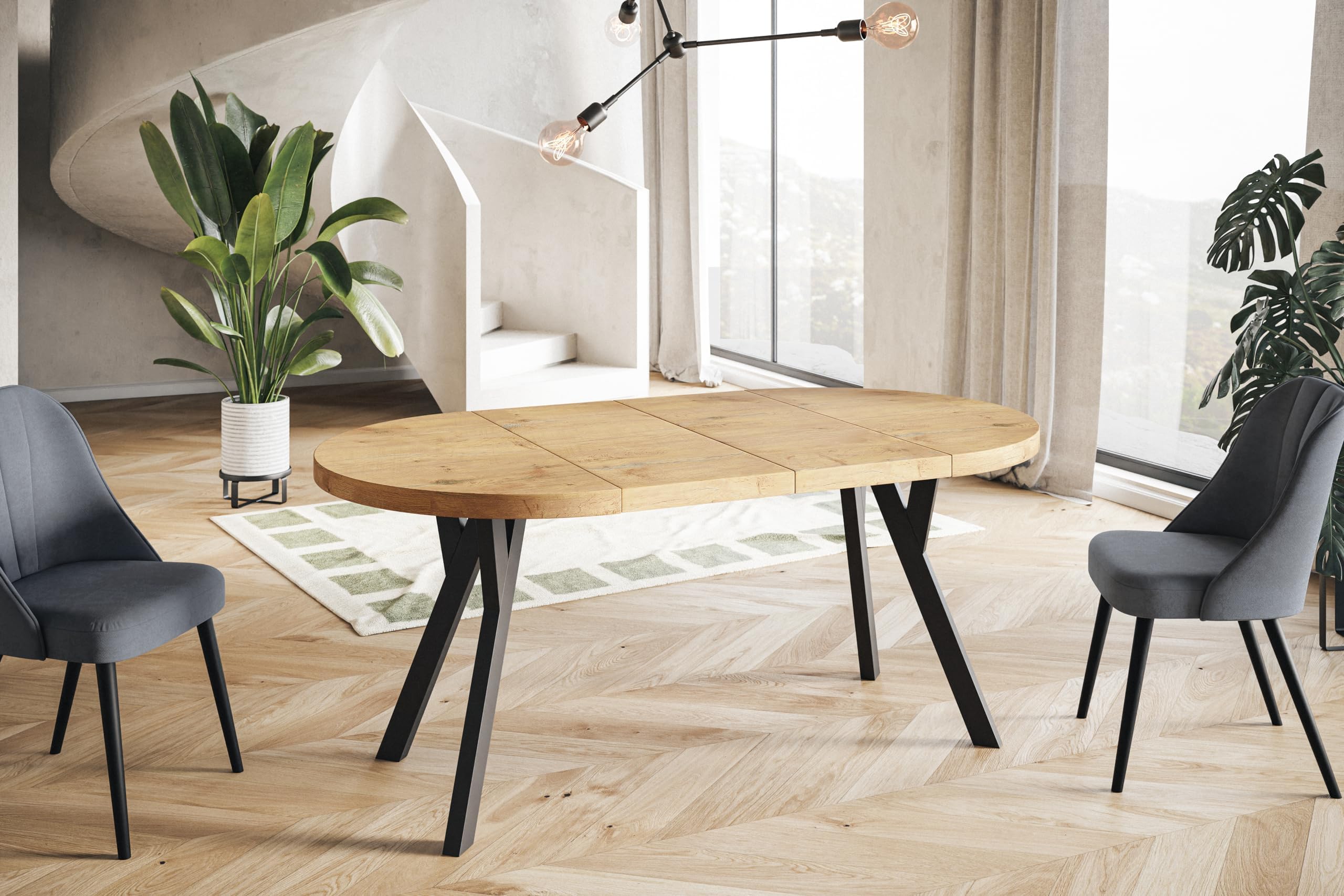 Runder Esstisch ausziehbar – Moderner Wohnzimmertisch und Küchentisch – Tisch mit Stabile Konstruktion, Durchmesser 120 cm - 220 cm - Farbe Lancelot - Kollektion OVO