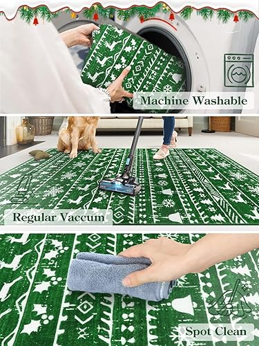 Miniatura 7 de Lahome Alfombra de interior para árbol de Navidad, copo de nieve, 2 x 3, alfombra de entrada pequeña, lavable, decorativa de vacaciones, parte