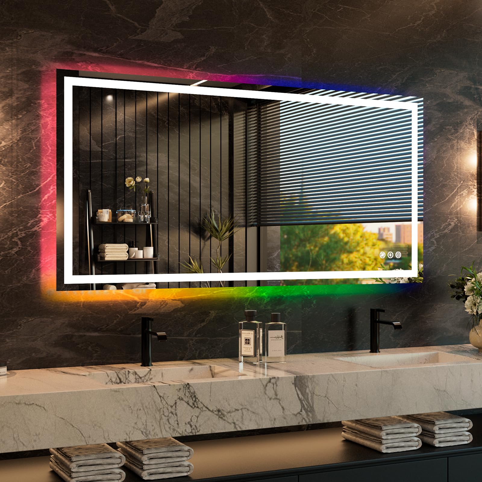 WTTY 60"x30" RGB LED Bathroom Mirror with Light
