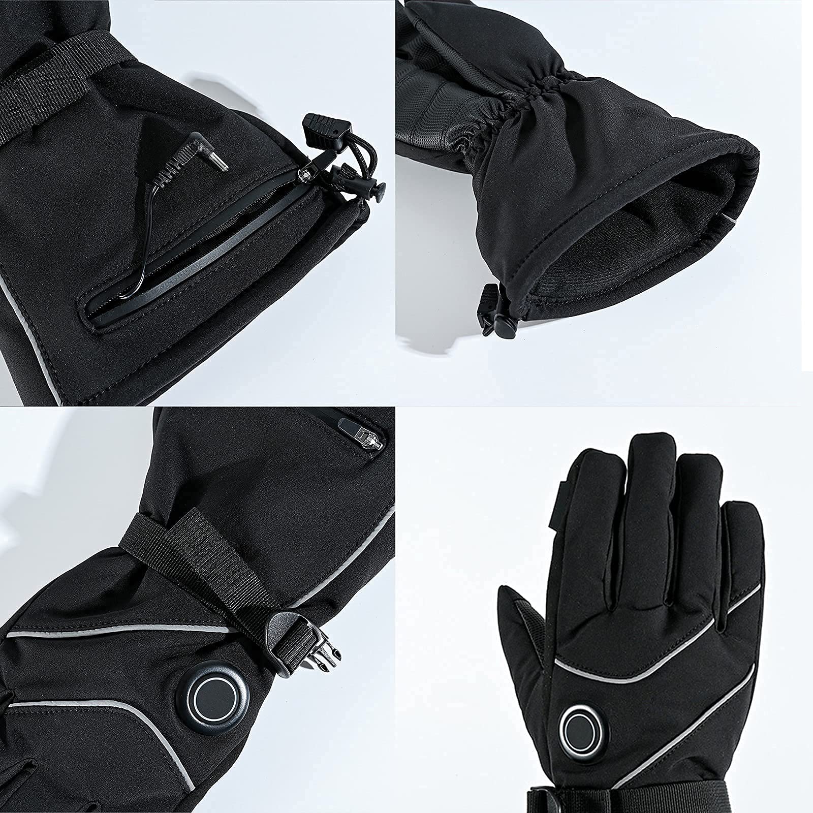 Guantes térmicos Recargables de 4000 mAh, Guantes térmicos de Invierno al Aire Libre para Hombres y Mujeres, Impermeables a Prueba de Viento, para Senderismo Unisex, esquí (Color: