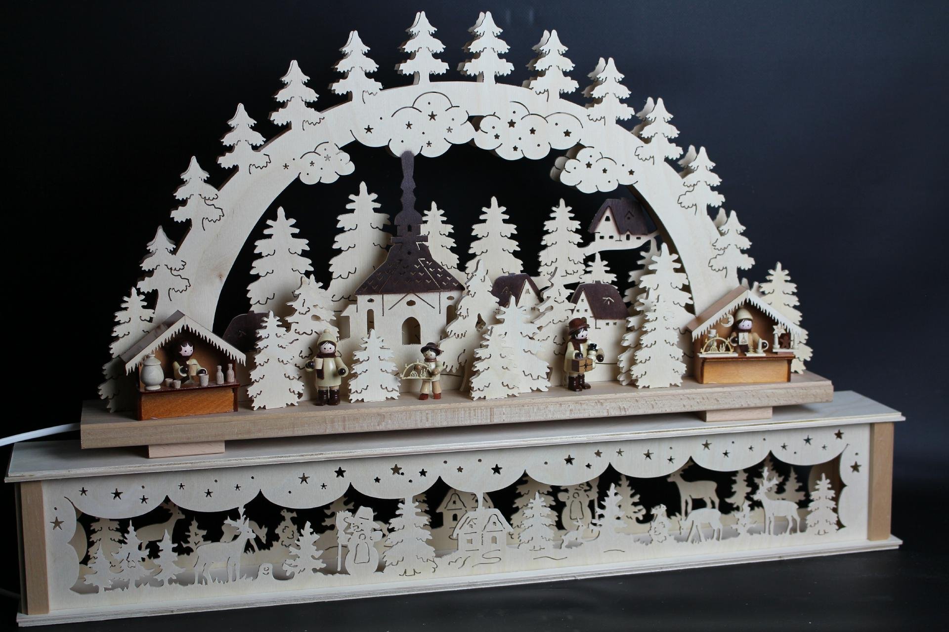 Original Erzgebirgischer Schwibbogen Lichterbogen FREIE Auswahl (Motiv4: 72x45cm (BxH))