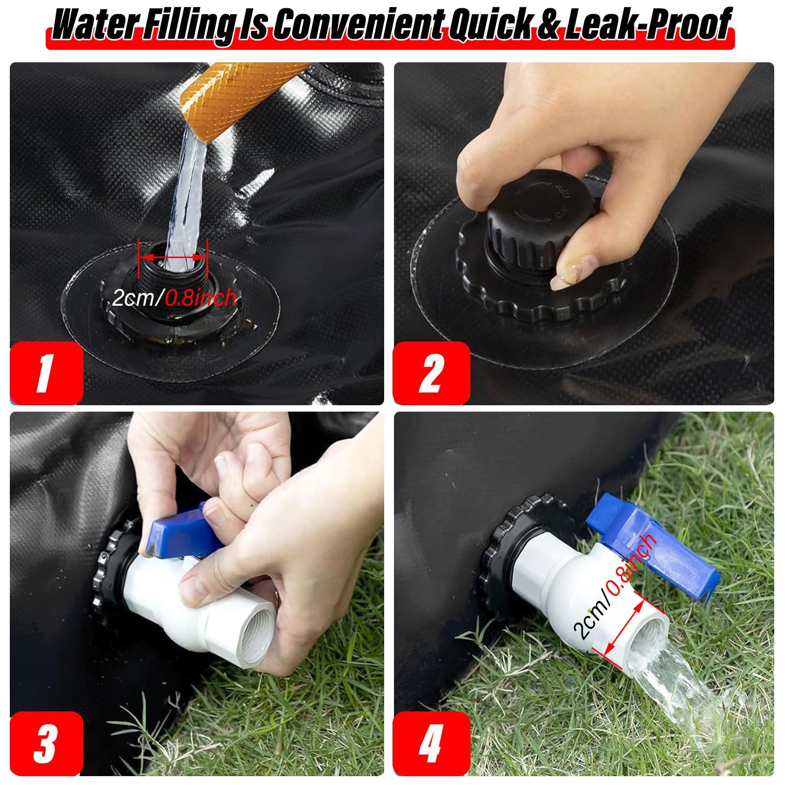 Contenitori per vescica di stoccaggio dell'Acqua Serbatoio dell'Acqua da 50 200 400 500 Gal per Acqua di Emergenza, Borse di stoccaggio dell'Acqua di Grand,B-1.5x1.2x0.6m/1000L/263gal