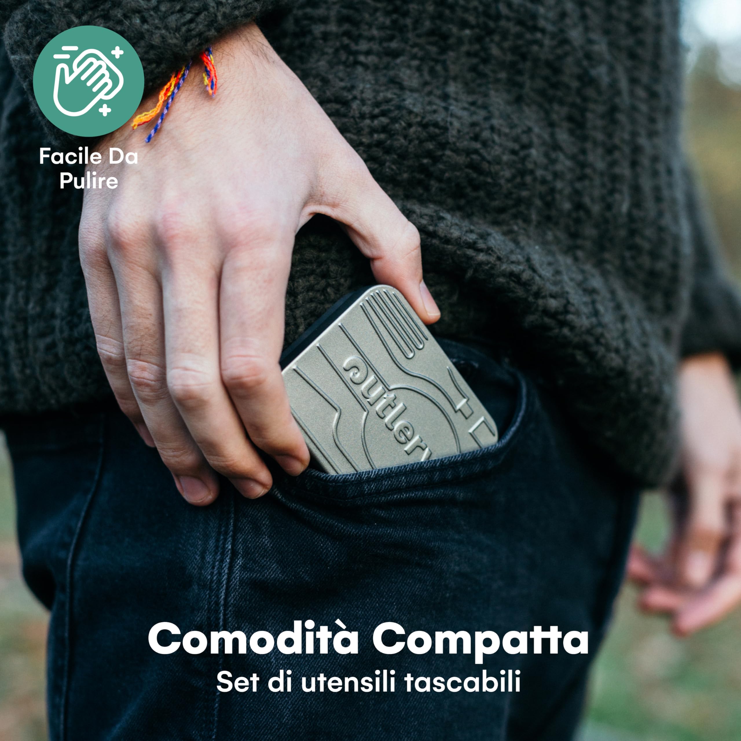 Outlery | Set posate da viaggio in acciaio inox (argento) - posate da viaggio facili da trasportare, set di posate in acciaio inossidabile