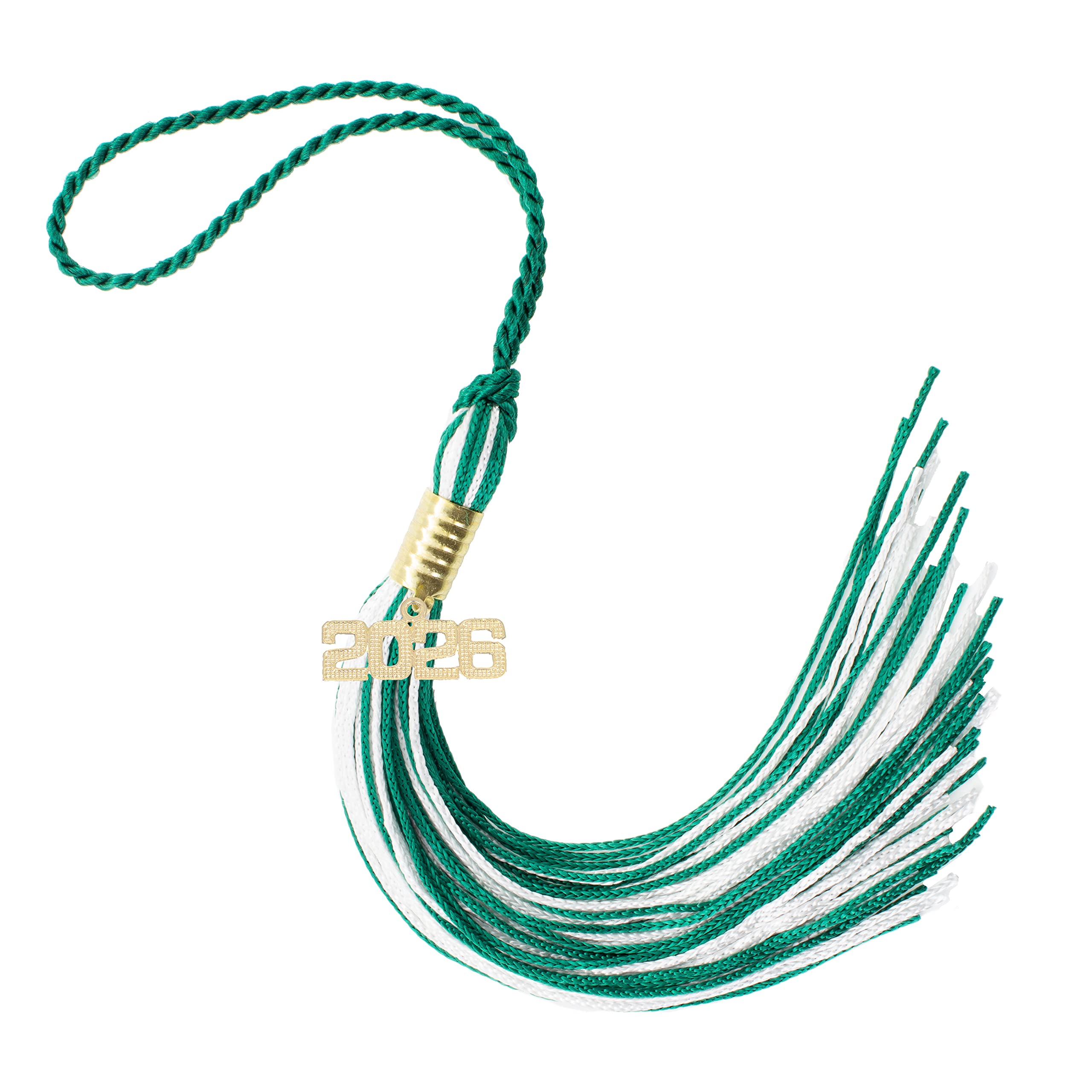 2026 DKGREEN/White Graduation Tassel - Every School Color Available -Made in USA