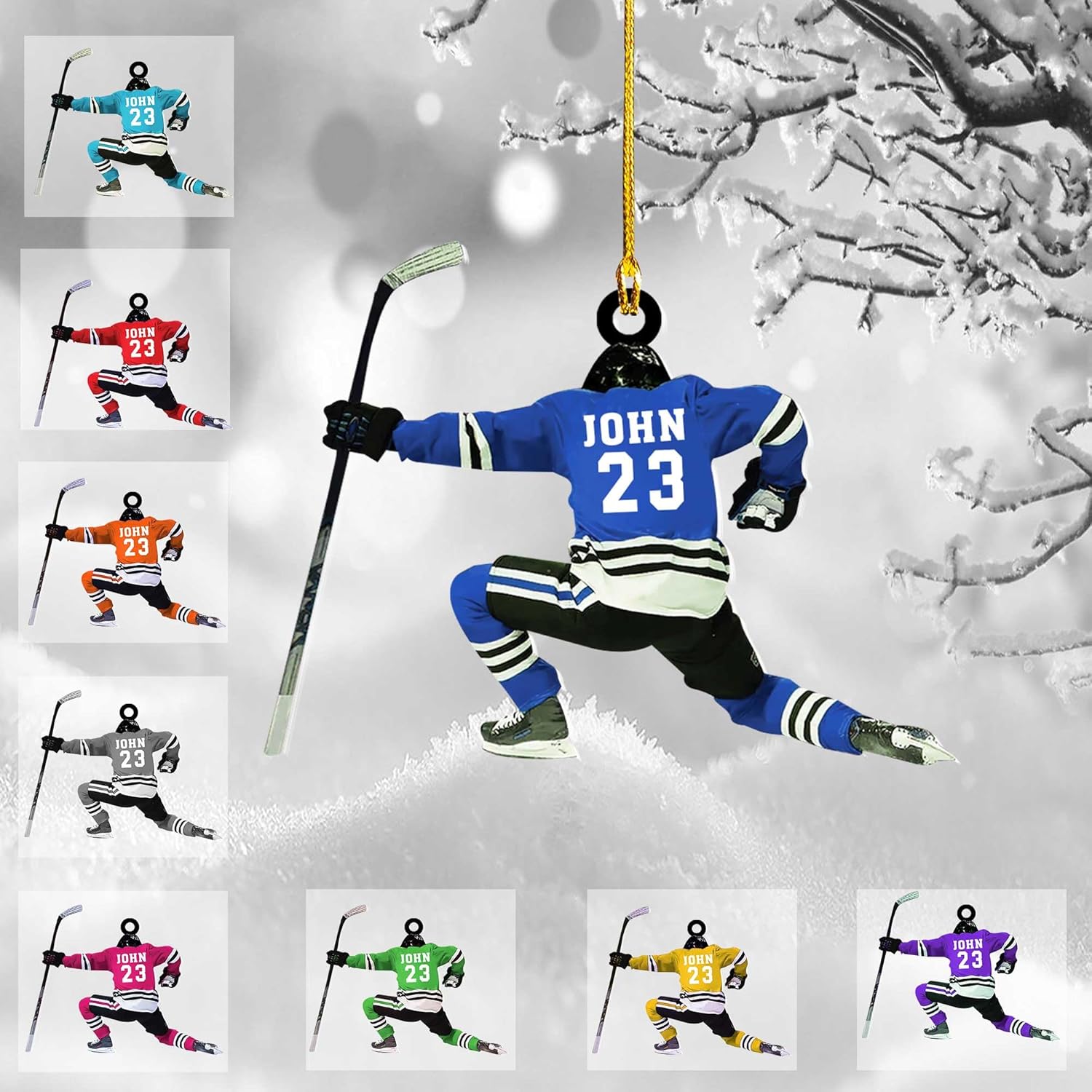 Riveprints Personalized Hockey Ornaments, Hockey Ornaments