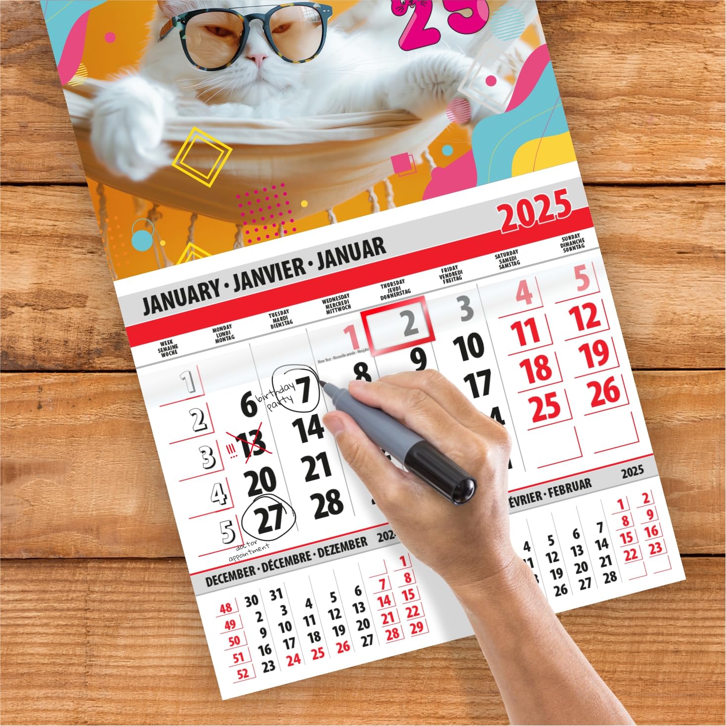 lepni.me Funny Chef Cat in Kitchen Calendar 2026 in Lemons 1 Month View, Chefs Cats, 1 Month For Family - Image 2