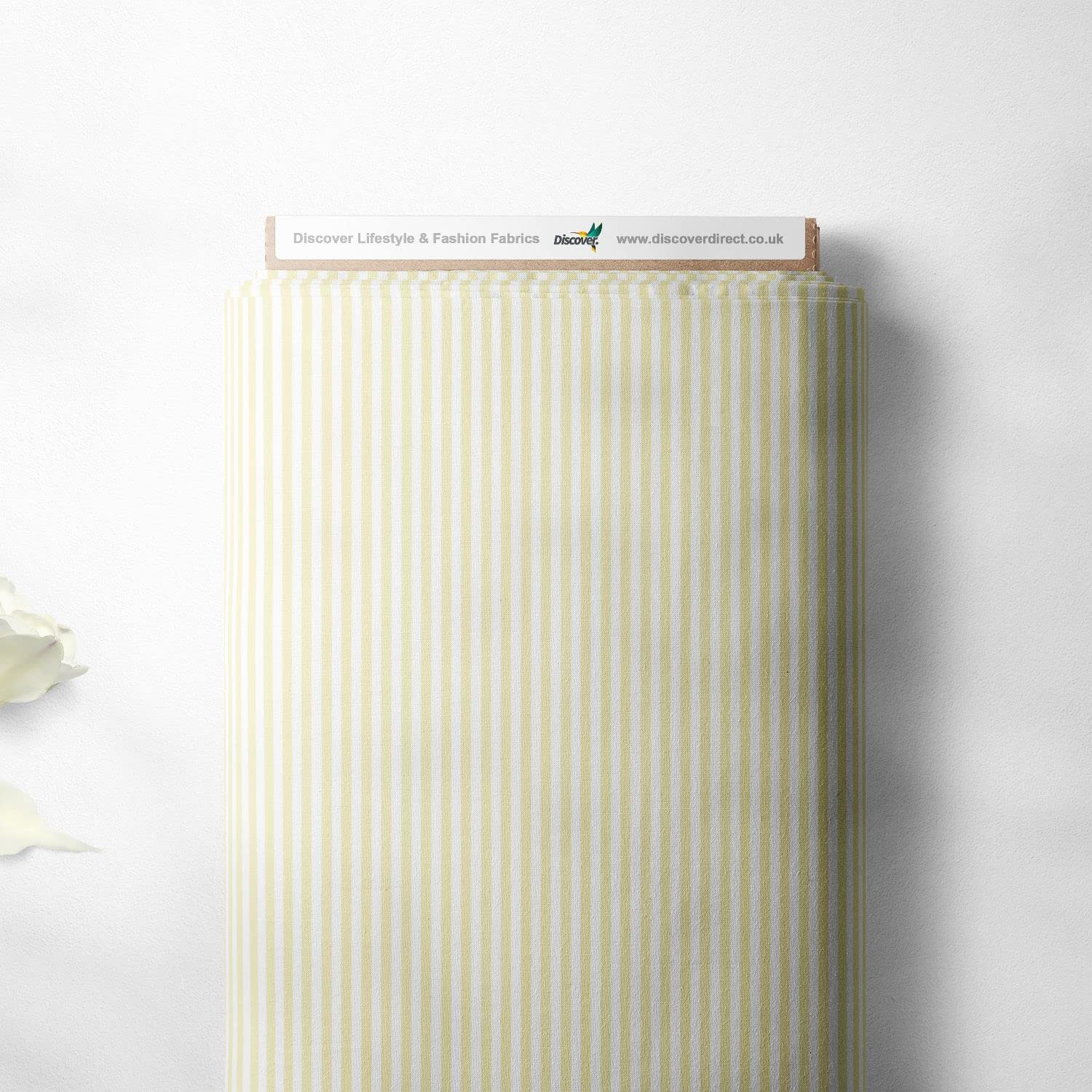 100% Cotton Candy Stripe Lines Design Children Kids Craft Quality Fabric Material | 55" - 140 cm Wide (Per Quarter Metre, Beige)