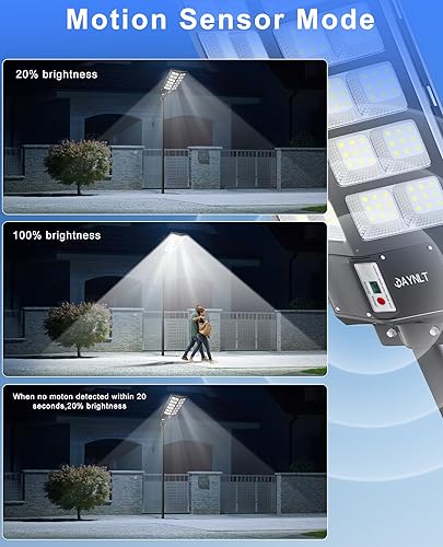 Miniatura 2 de JAYNLT Y-9800W - Luces solares de calle para exteriores, 6500 K, luces de estacionamiento comercial, del atardecer al amanecer, lámparas de