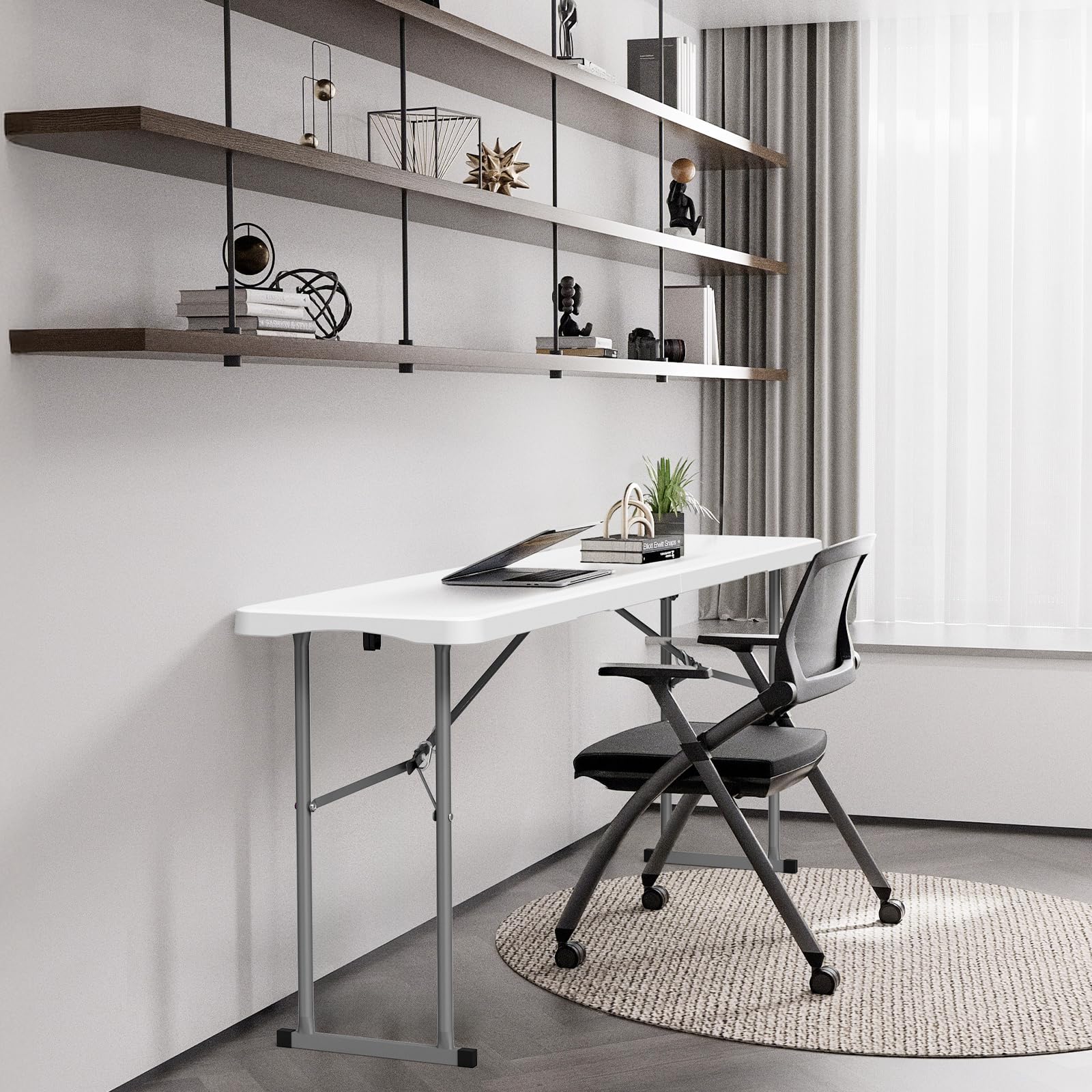 Amazon.com: VINGLI 6 FT Narrow Folding Table, Tabletop Folded in
