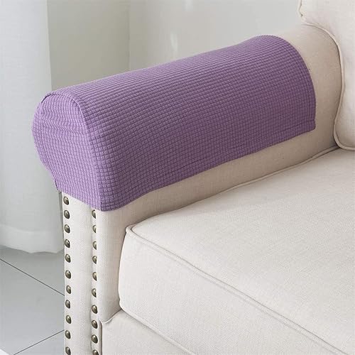 Miniatura 5 de Juego de 2 fundas elásticas para reposabrazos de elastano para sillas, sofá, sillón, fundas para reposabrazos de jacquard, protector antideslizante