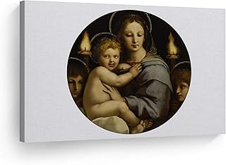 Smile Art Design Madonna of the Candelabra by Raphael Art Canvas Print Famous Fine Art Oil Painting Reproduction Canvas Wall Art Renaissance Art Home Decor Ready to Hang Made in the USA 8x12