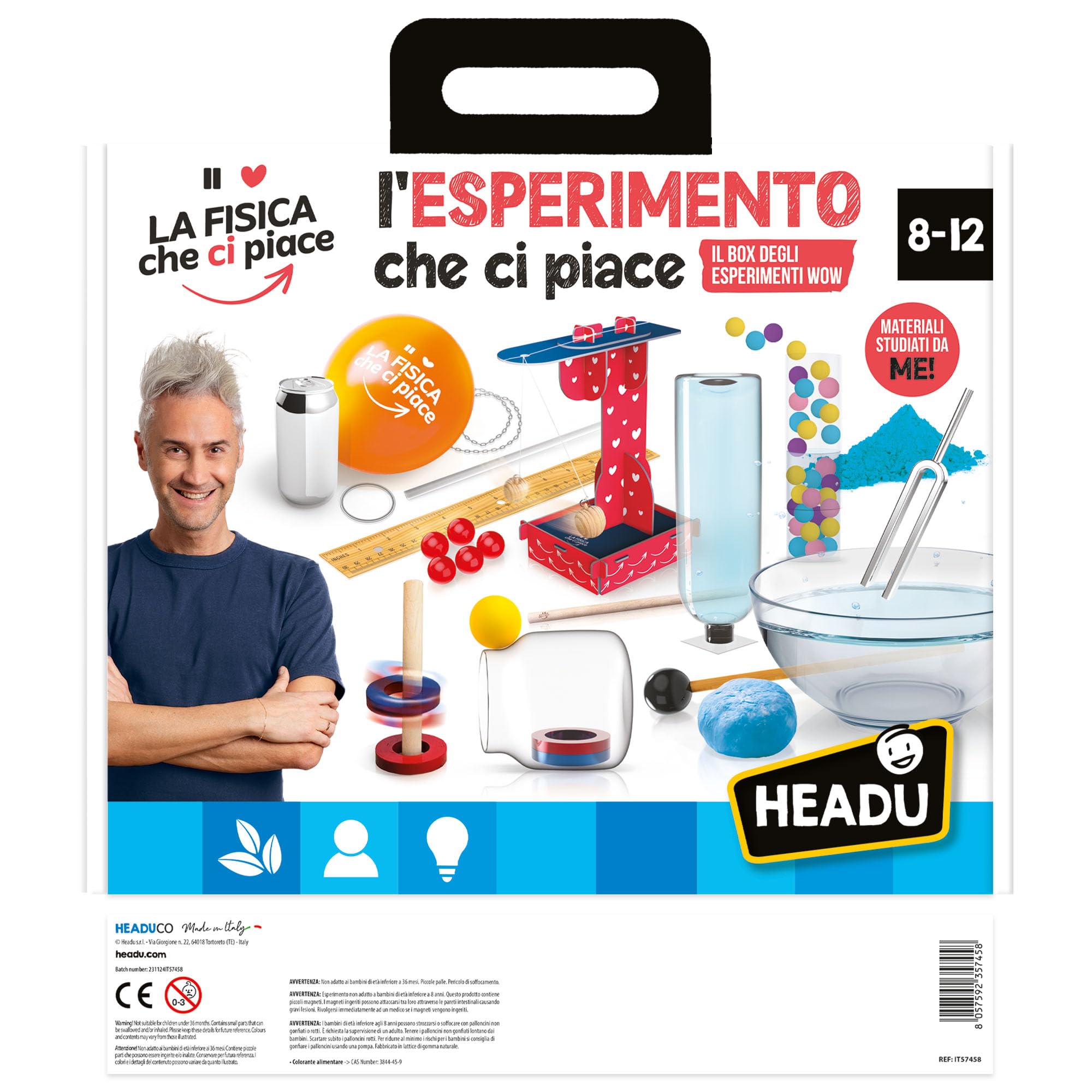 Headu - Die Physik, die Uns gefällt - Das Experiment, das Uns gefällt: Die Experimentierbox Wow IT57458 Lernspiel für Kinder von 8-12 Jahren Made in Italy mit Vincenzo Schettini