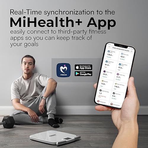 Miniatura 7 de BodyAnalytix Pro - Báscula inteligente de 8 electrodos para peso corporal, báscula digital con asas, 56 métricas, báscula de baño con IMC, grasa