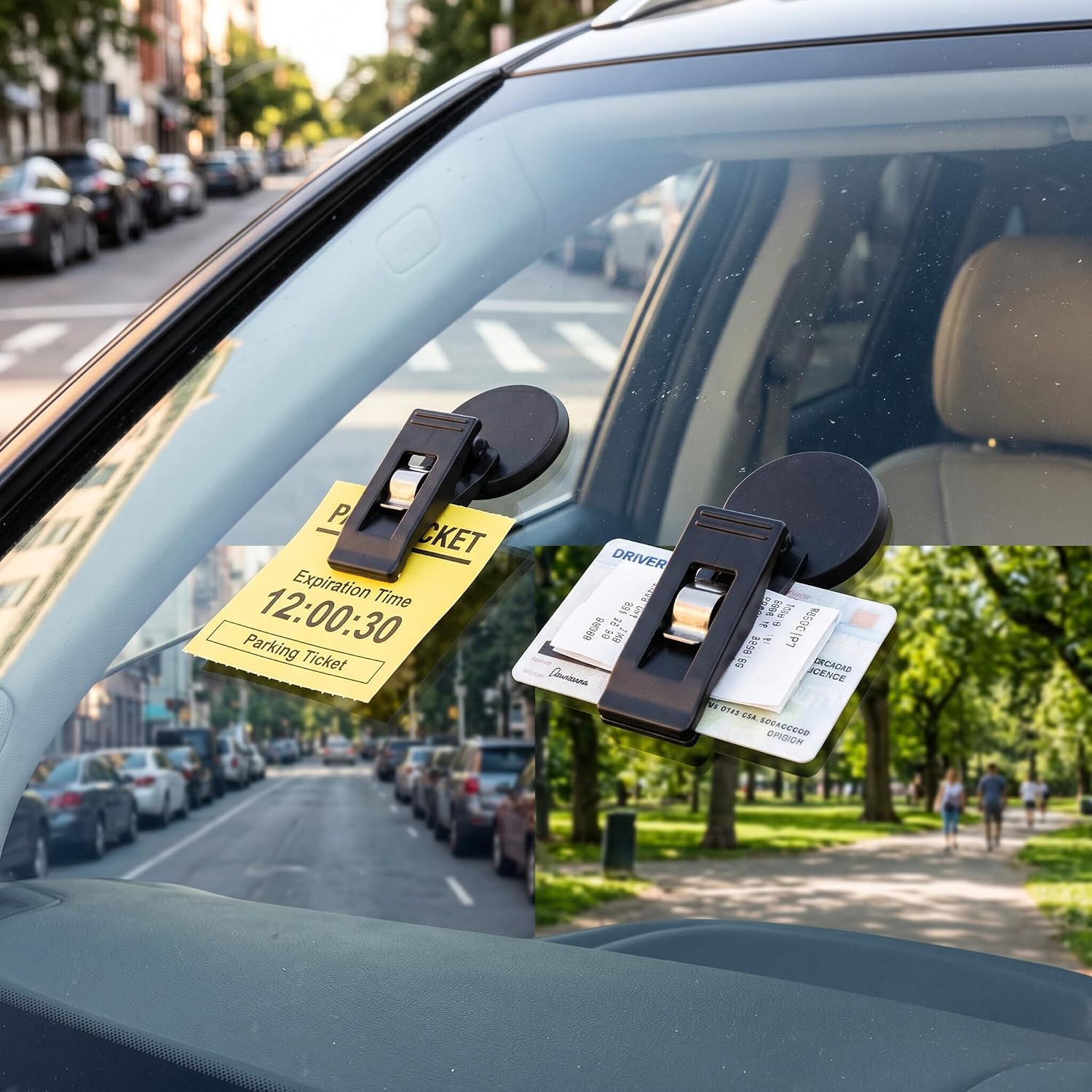Car Ticket Holder Clip, Stylish Vehicle Mounted Document Folder for Windshield or Dashboard, ABS, 35 x 30 mm, Ticket and Clip Access Control Clip image 4