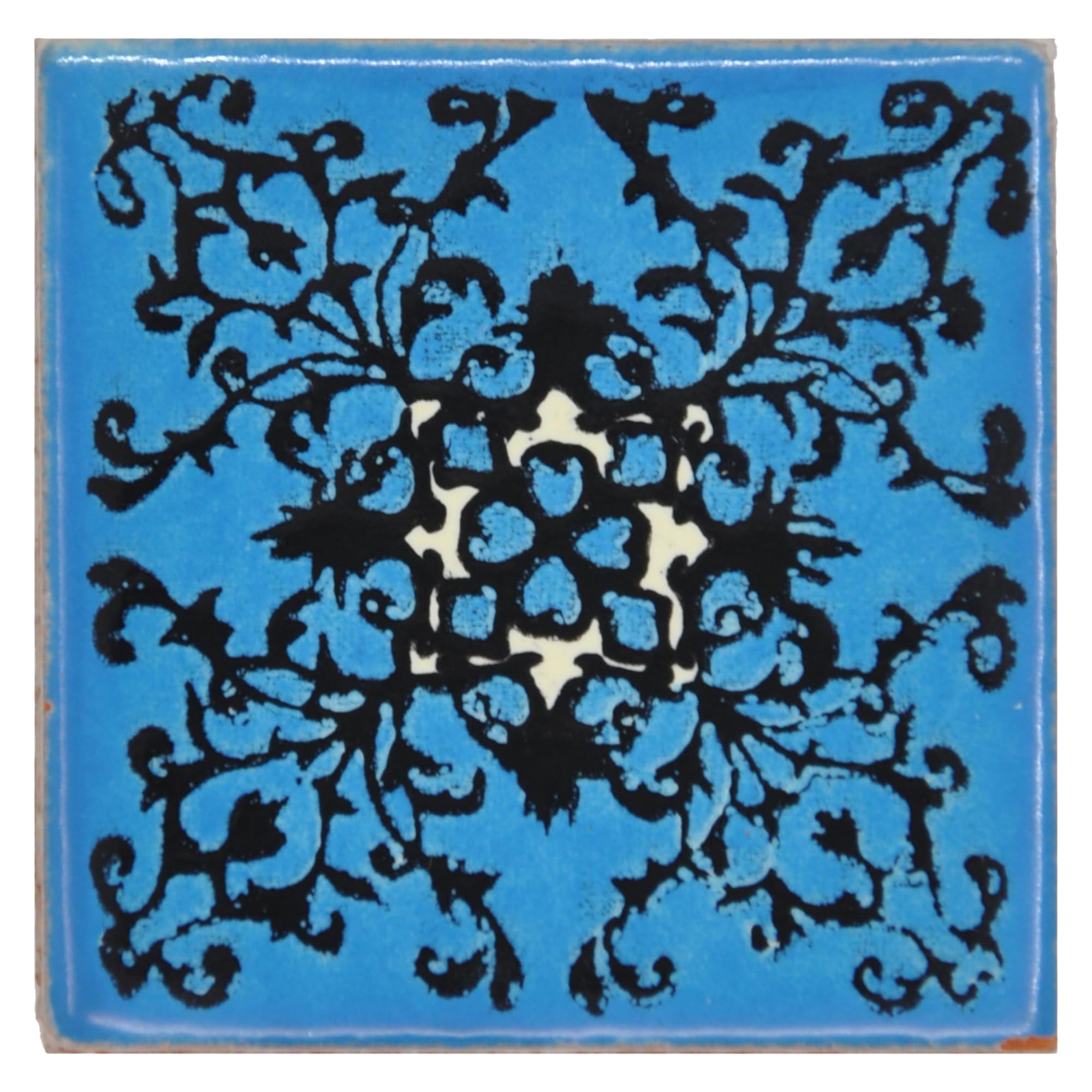 Tumia Lac Light Handmade Mexican Talavera Tile - Authentic Style Dolores Ceramic Tiles For Crafts, Backsplashes And Home Improvement - Individual Tile