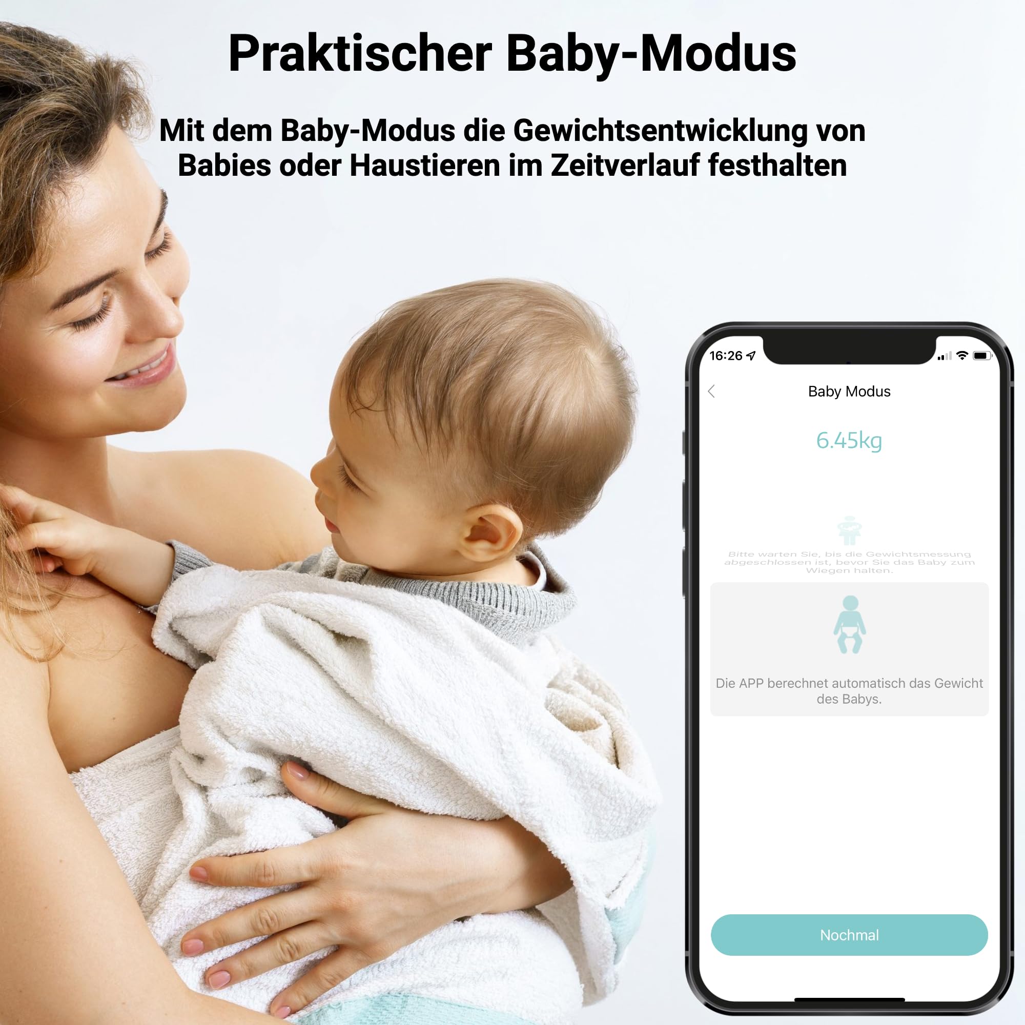 Fitleap Körperfettwaage mit Körperfettanalyse, digitale Bluetooth Personenwaage mit App-Funktion, Waage mit Körperzusammensetzungsfunktion