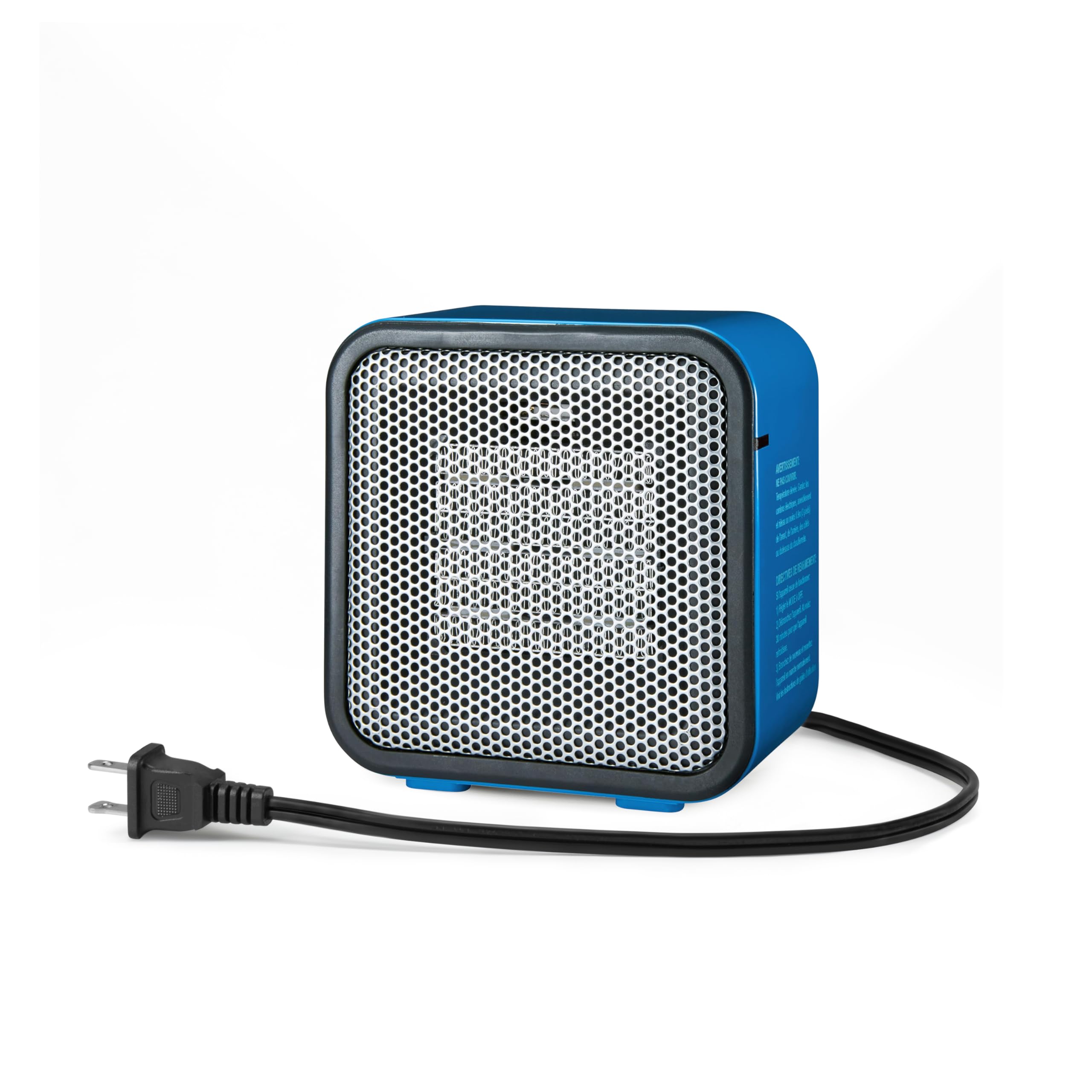 Amazon Basics Ceramic Space Heater, Mini Heater for Office Desk, Portable Tent Heater (Indoor Use), 500 W, With Tip-Over Protection, Lightweight (1.4 LBS), Blue, 5.9 x 3.2 x 6 inches