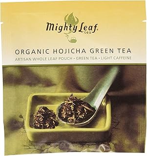 Mighty Leaf Organic Hojicha Green Tea – 100 Count Foil-Wrapped Silken Tea Pouches – Premium Roasted Japanese Green Tea with Smooth, Toasty Flavor – Hot or Iced Brewing