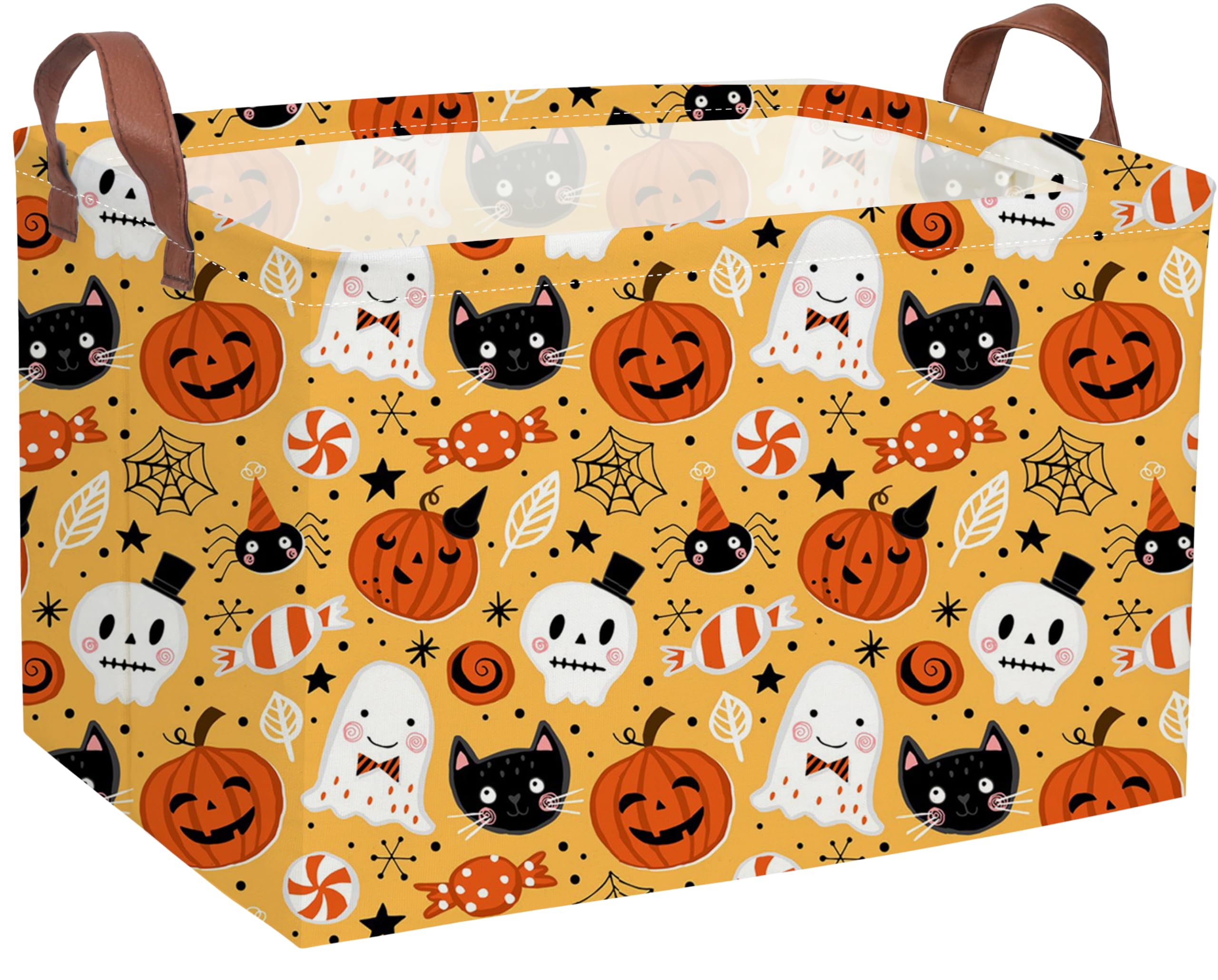 Rectangle Kids Baskets Halloween Basket Candy Storage Bin for Room Decor Gift Basket(Candy Halloween)