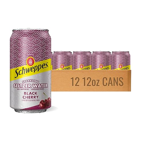 Agua con gas de cereza negra, 12 latas de 12 onzas, refrescante y crujiente sabor a cereza negra, perfecta sola o mezclada, paquete de 12