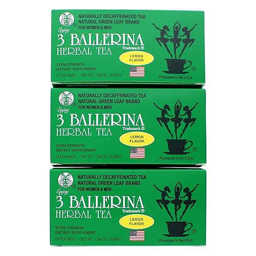 3 BALLERINA Té Dieters - Sabor de limón extra fuerte 3 cajas 18 bolsas de té 188 onzas