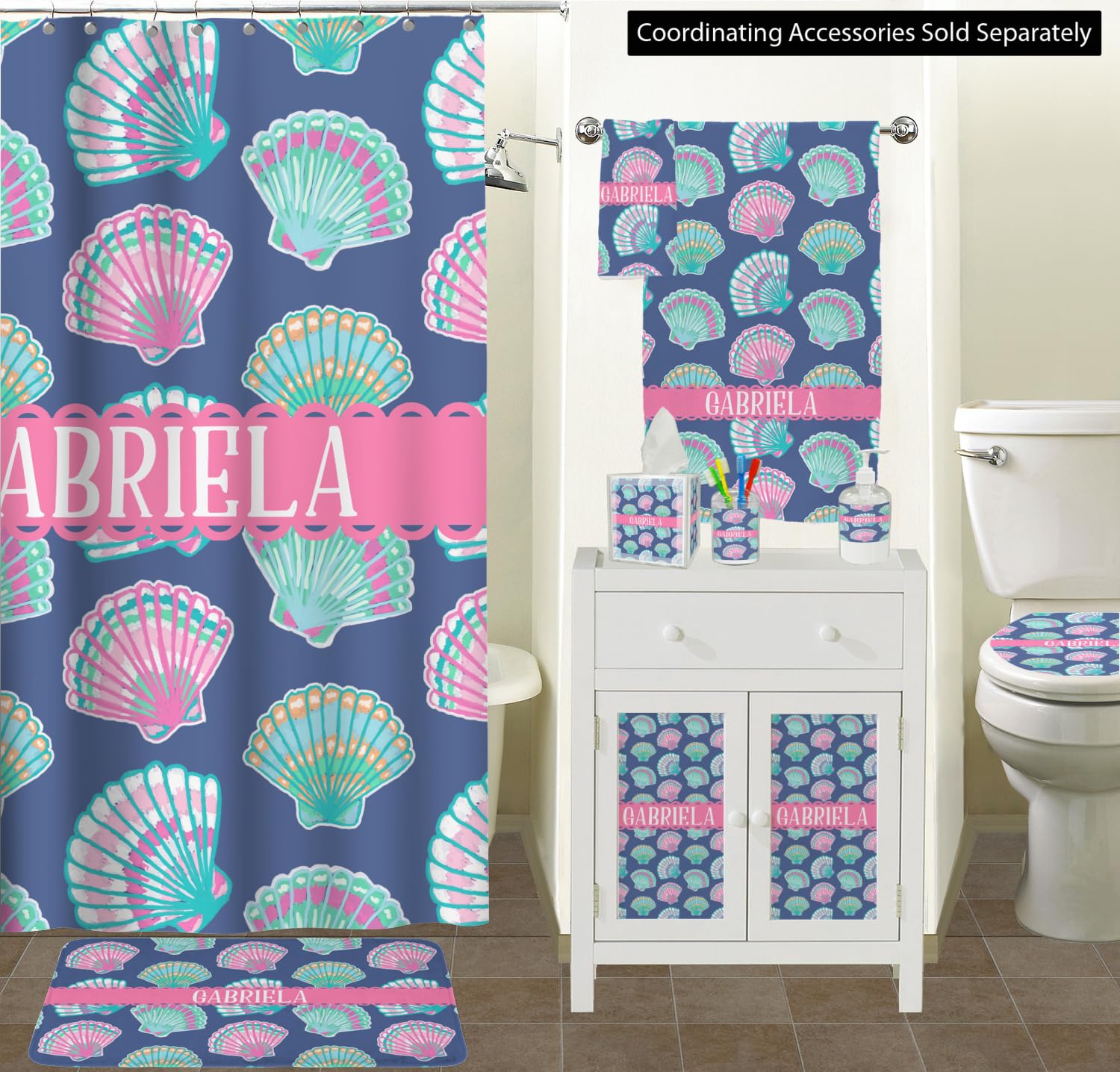 YouCustomizeIt Personalized Preppy Sea Shells Toilet Seat Decal - Round