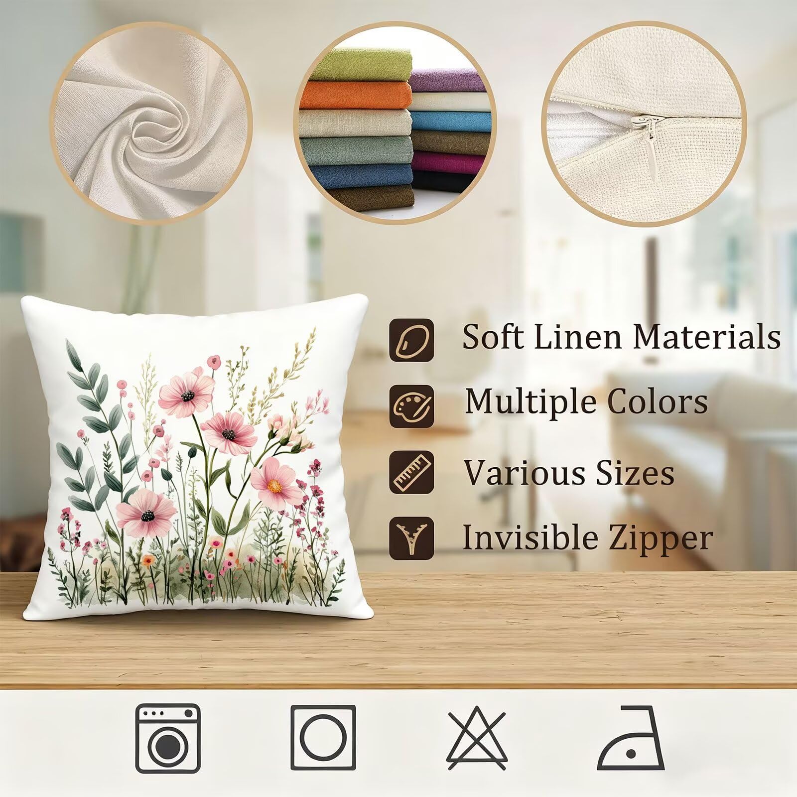 Rose Housse Coussin 60x60 Fleur Taie Oreiller 60x60 Lot de 4 Super Doux Protege Oreiller 60 x 60 Decoration Automne Taie D'oreiller Carrées Coussin Canape, pour Maison Chambre Canapé Chaise E - 602
