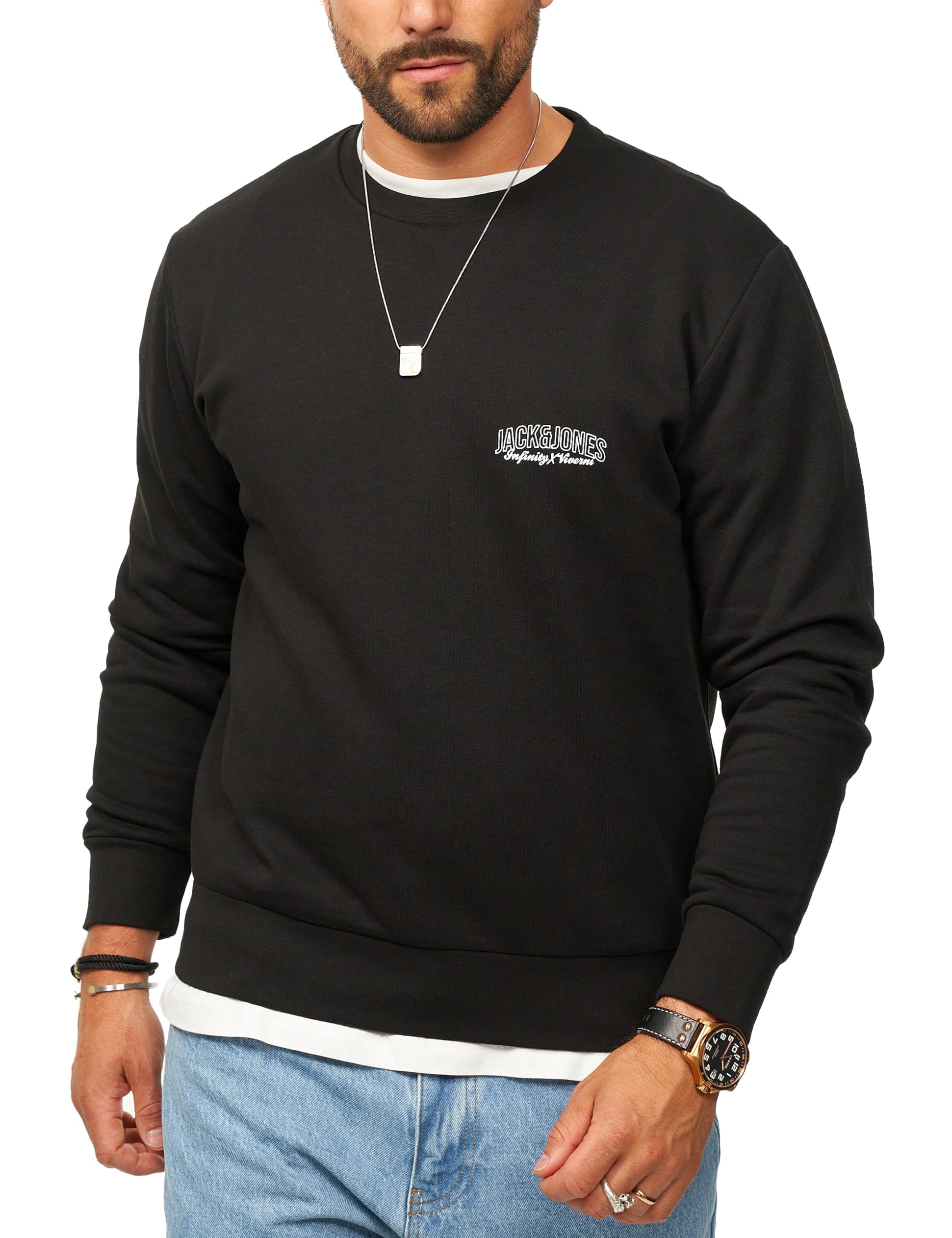 JACK & JONES Herren Sweatshirt mit Rundhals Crewneck Pullover Sweater für Männer im Regular-Fit