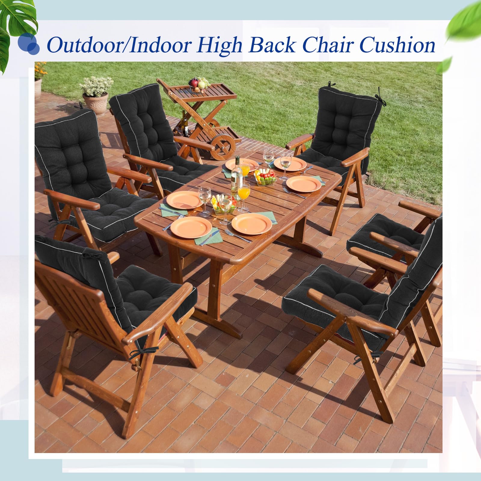 Outdoor Patio Cushions - Black Rocking Chair Pads -7 Outdoor Patio Cushions - Black Rocking Chair Pads -7