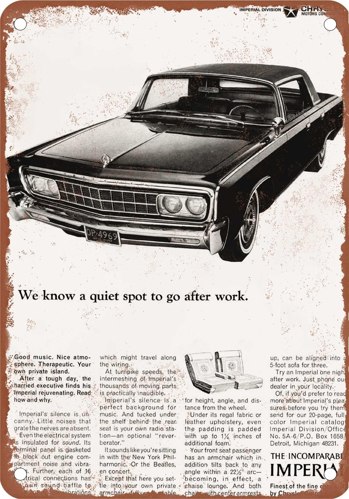 METAL SIGN - 1966 Imperial Vintage Ad 02 - Old Retro Rusty Look home decor
