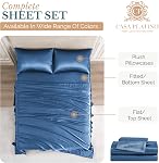 Casa Platino Feuilles satinées - Ensemble complet de feuilles, 4 Pcs Feuilles de lit complètes, similaire aux feuilles de soie, Feuilles pleines pour les cheveux et la peau, Cadeaux pour les femmes (bleu foncé, plein)