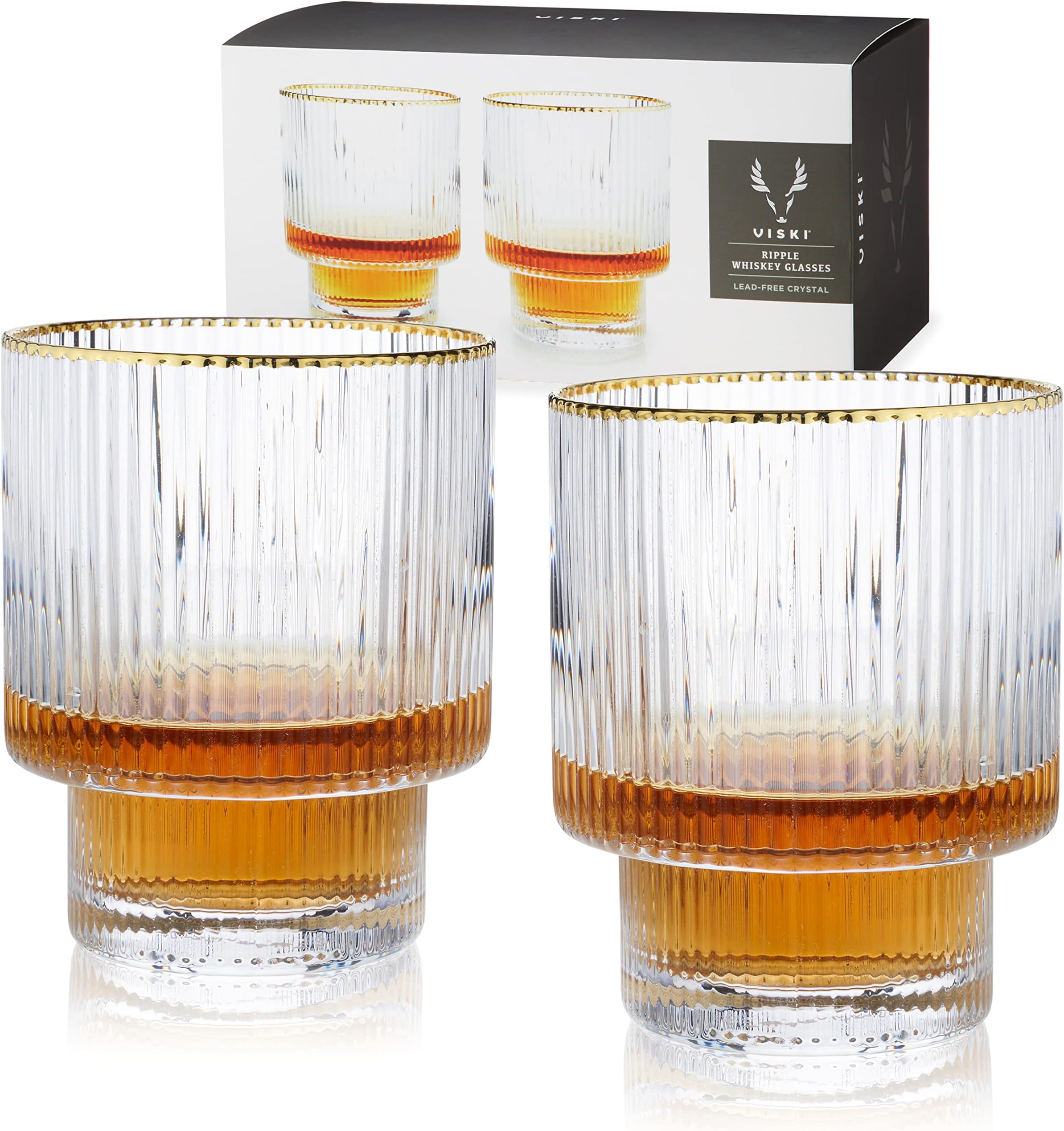 Meridian Tumblers Stemless Cocktail Glasses, Set of 2, Clear