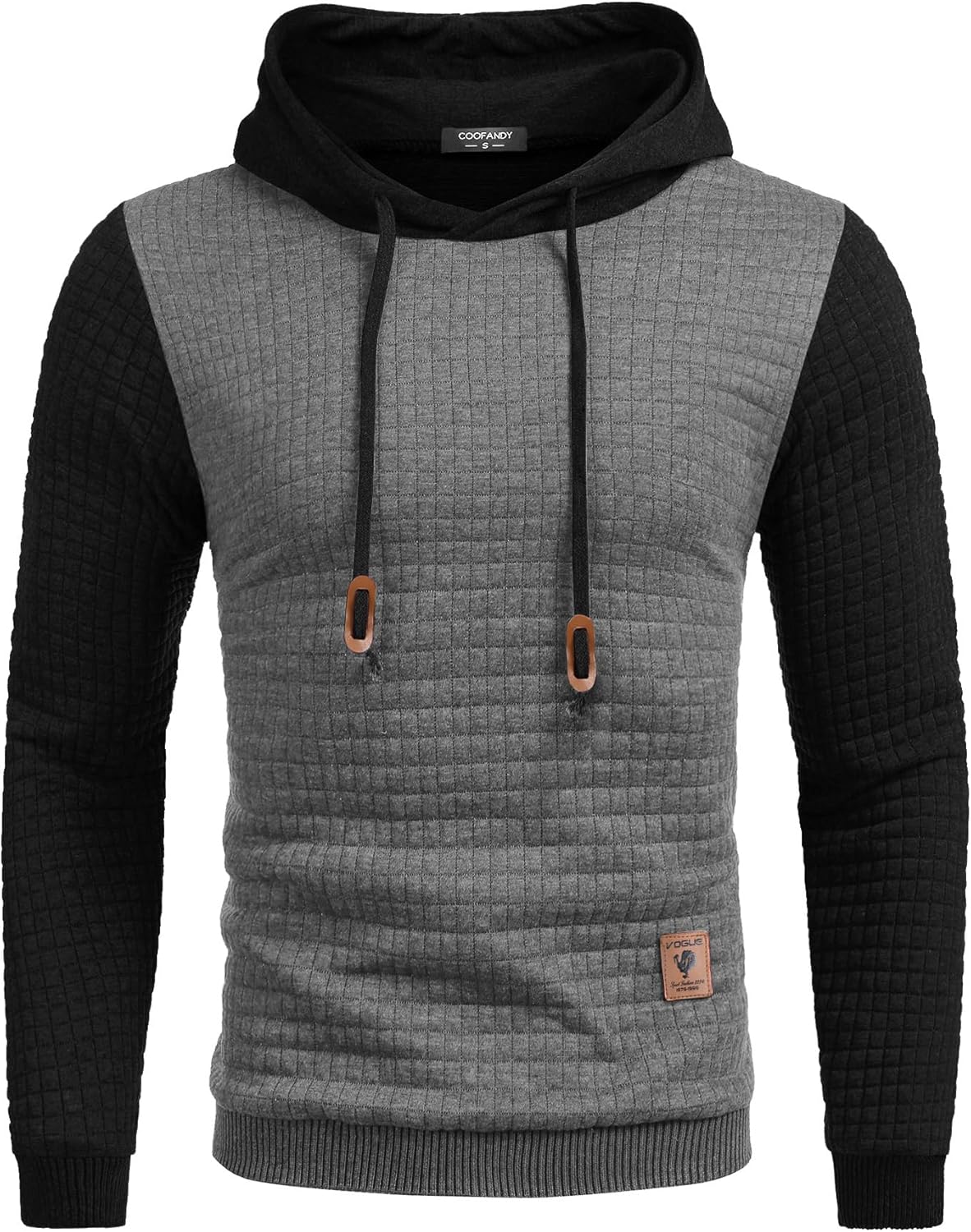 COOFANDY Mens Hooded Sweatshirt Casual Long Sleeve Drawstring Waffle Knit Pullover Hoodies