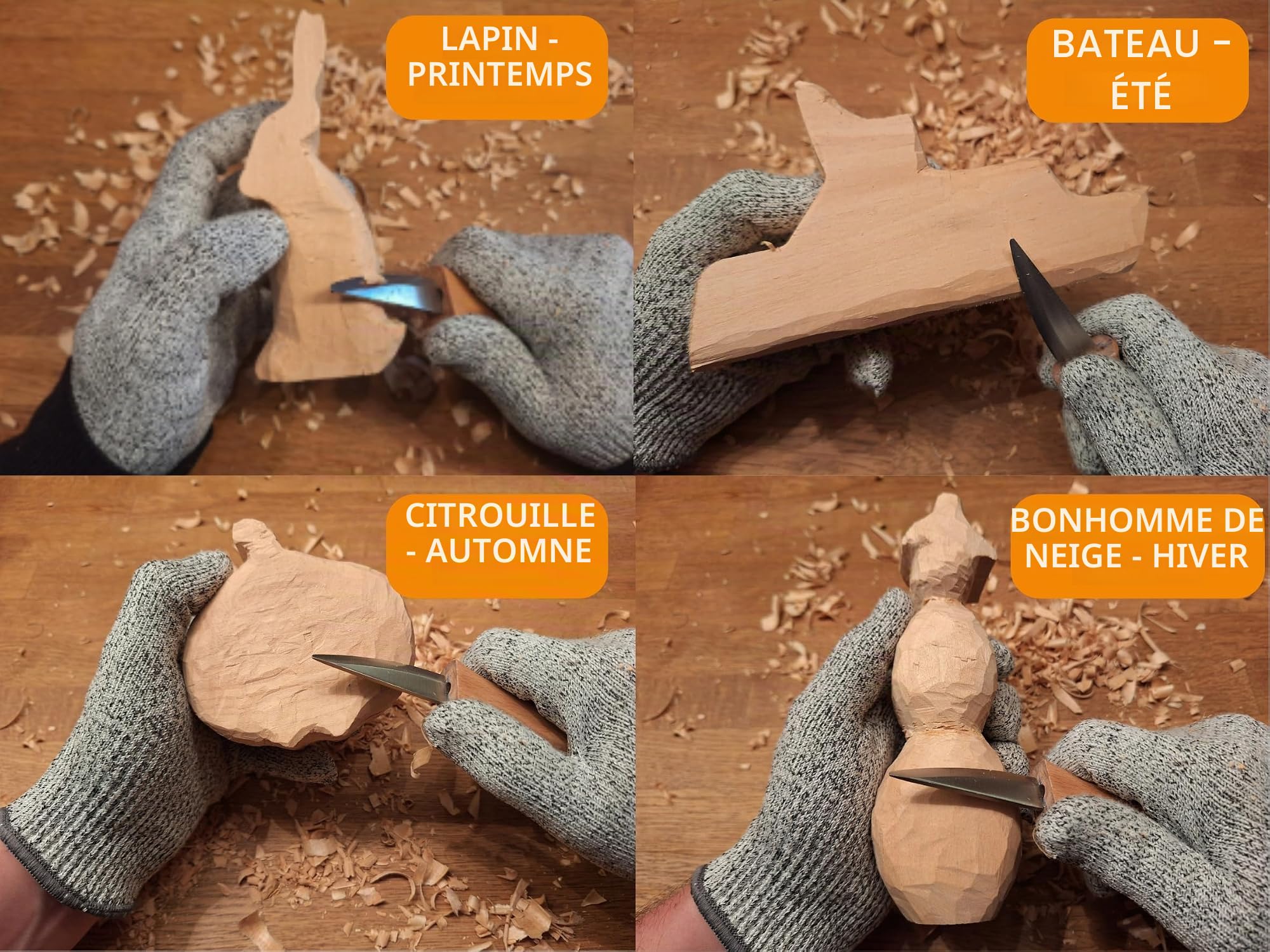 Eli® Kit de Sculpture pour Enfants dès 6 Ans – Couteau à sculpter de Haute qualité pour Enfants avec Gants Anti-Coupure Inclus – Couteau de Sculpture pour Enfants