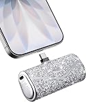 iWALK Portable Charger for iPhone, 5000mAh Wireless Portable Charger USB C Mini Power Bank with Diamond, 22.5W Fast Battery Pack Power Bank for iPhone 15/16/17 Series, Samsung & Android Series, Purple