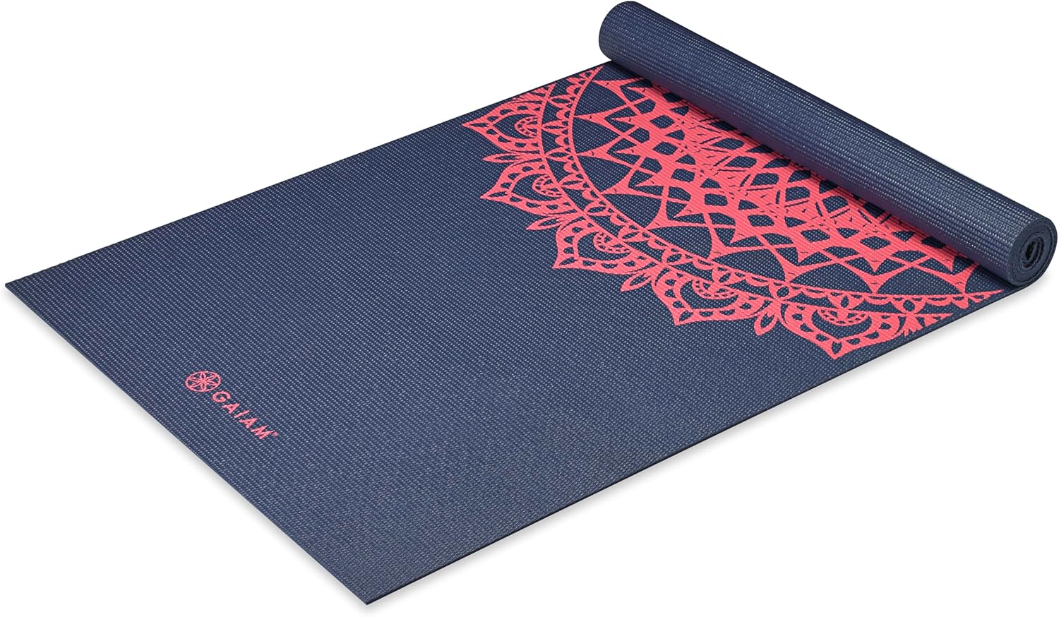 Gaiam Print Yoga Mat, Non Slip Exercise & Fitness Mat for All Types of Yoga, Pilates & Floor Exercises Pink Marrakesh