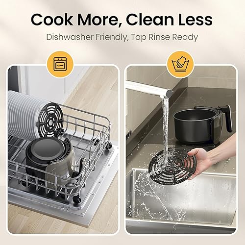 Miniatura 7 de Pequeña freidora de aire compacta, 2.1QT, mini freidora de aire pequeña 4 en 1, hornear, asar, recalentar, 98% menos aceite, control de temperatura