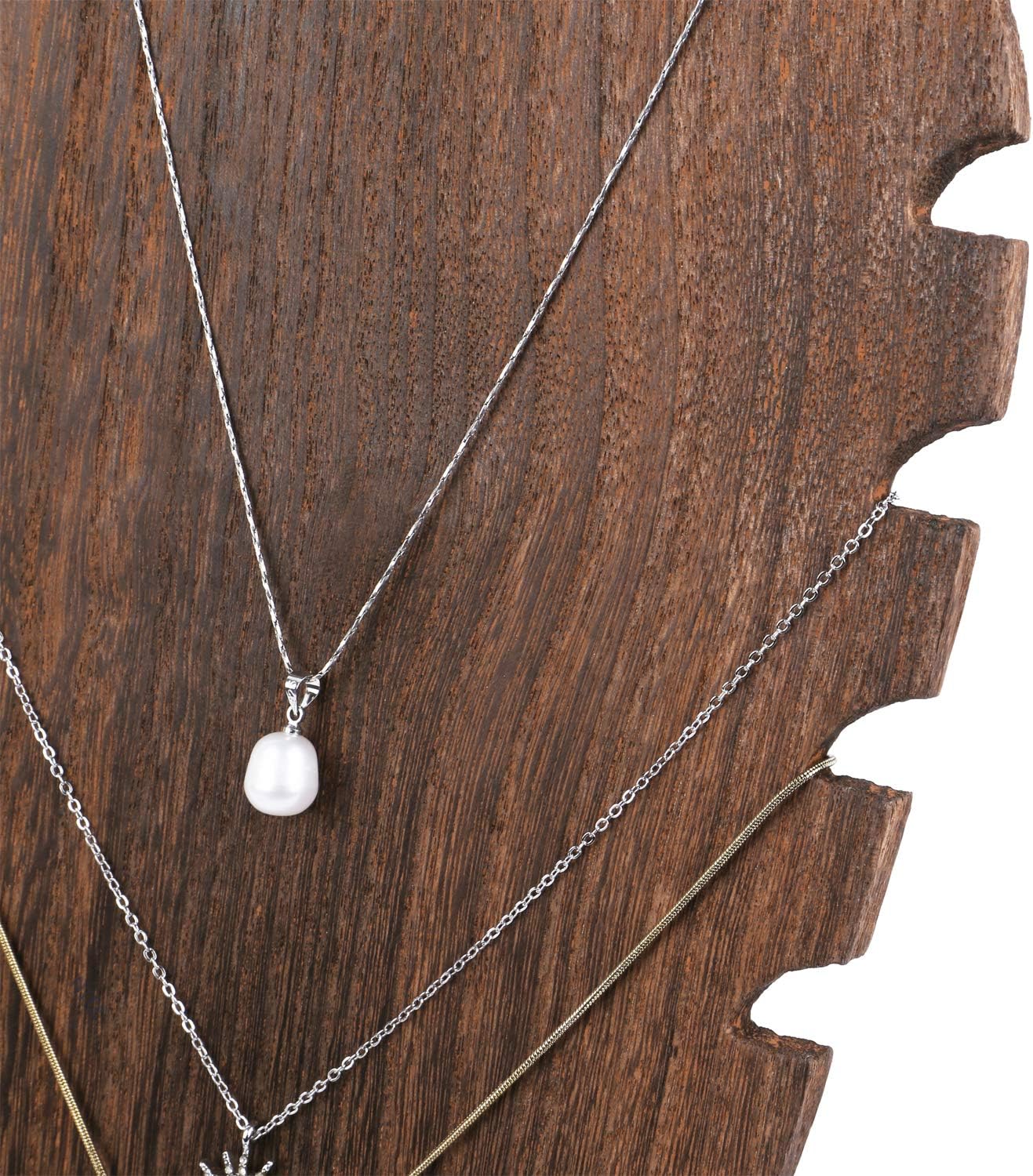 MOOCA Wooden Freestanding Necklace Easel Display Stand - Adjustable Slope Jewelry Showcase Holder for 6 Necklaces, Brown Color - Image 8