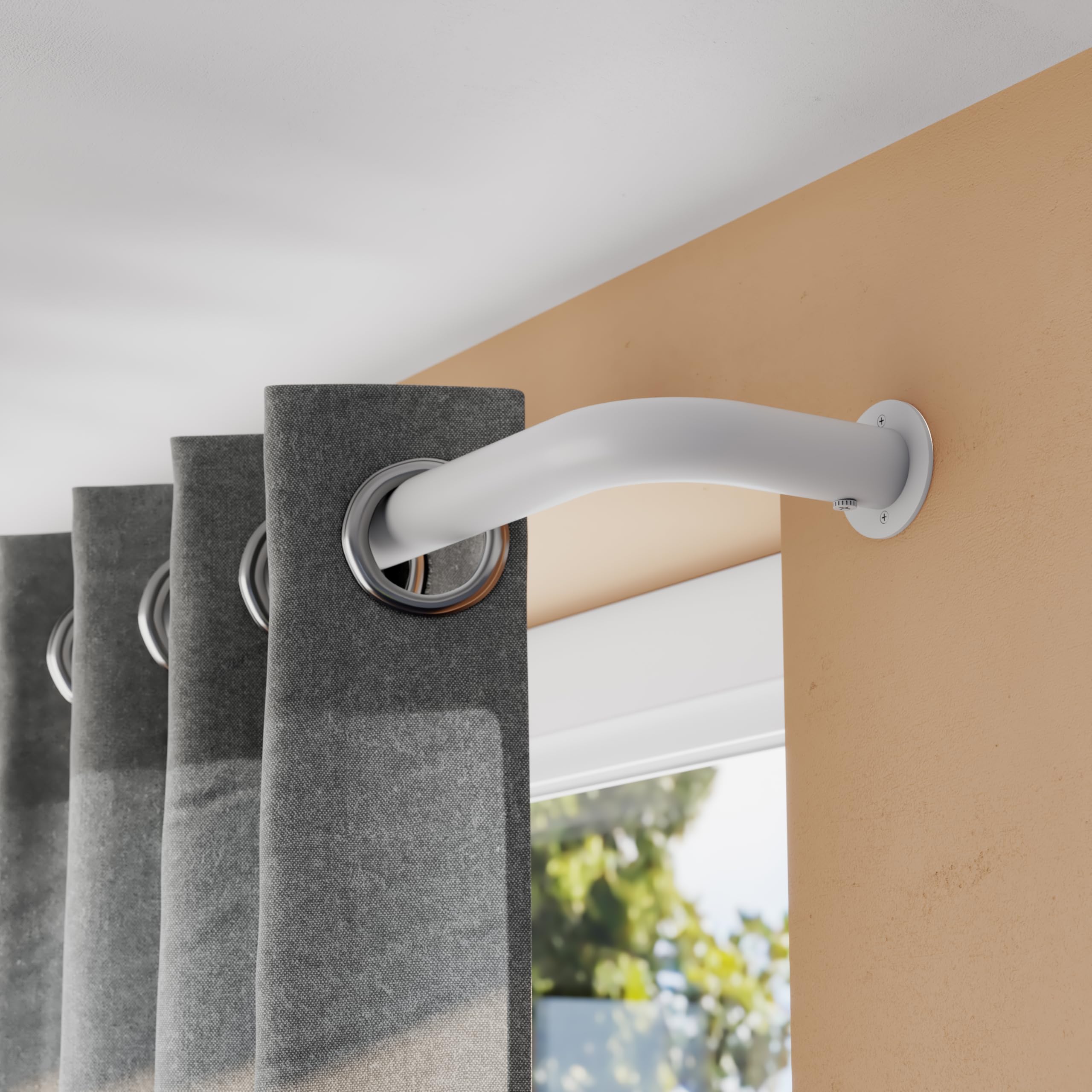 GoodHome Kit tringle extensible Anafi 120-210 cm métal blanc mat 25/28 mm