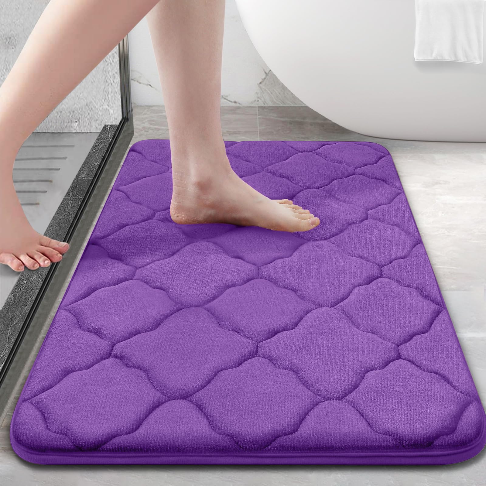 OLANLY Memory Foam Bath Mat Rug 30x20, Ultra Soft and Absorbent Bathroom Rugs, Non-Slip, Comfortable, Machine Washable Bath Carpet for Bathroom Floor,