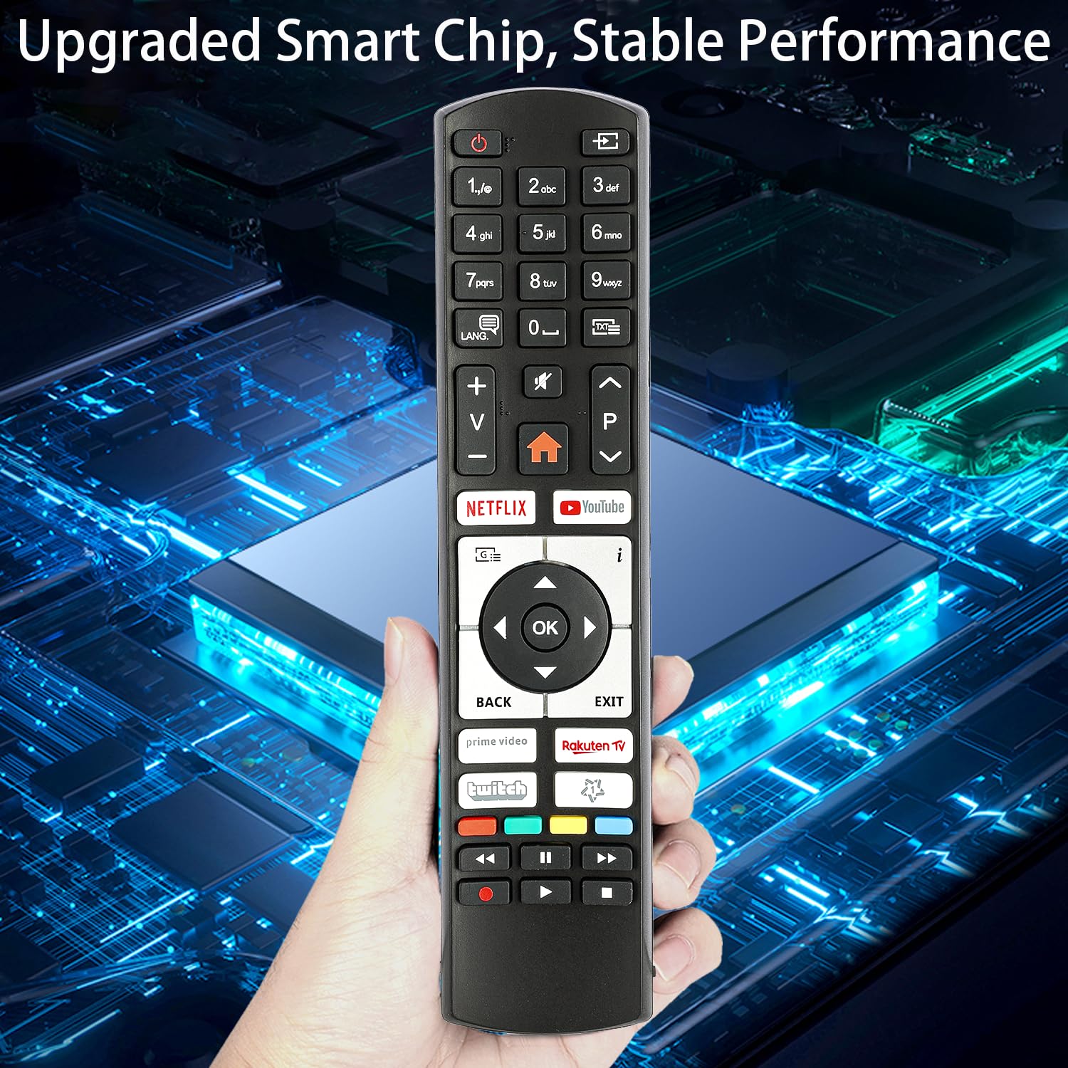 RC4318P Telecomando sostitutivo Adatta per Telefunken TV C40U446 C40U446A D32H289M4CWD D32H289N4CWD D32H289N4CWI D32H289N4CWI 65UBS300 XF22G501VD XH24G501VD XU50G521 XU55E512 H32V32A H43V32 H43V32A