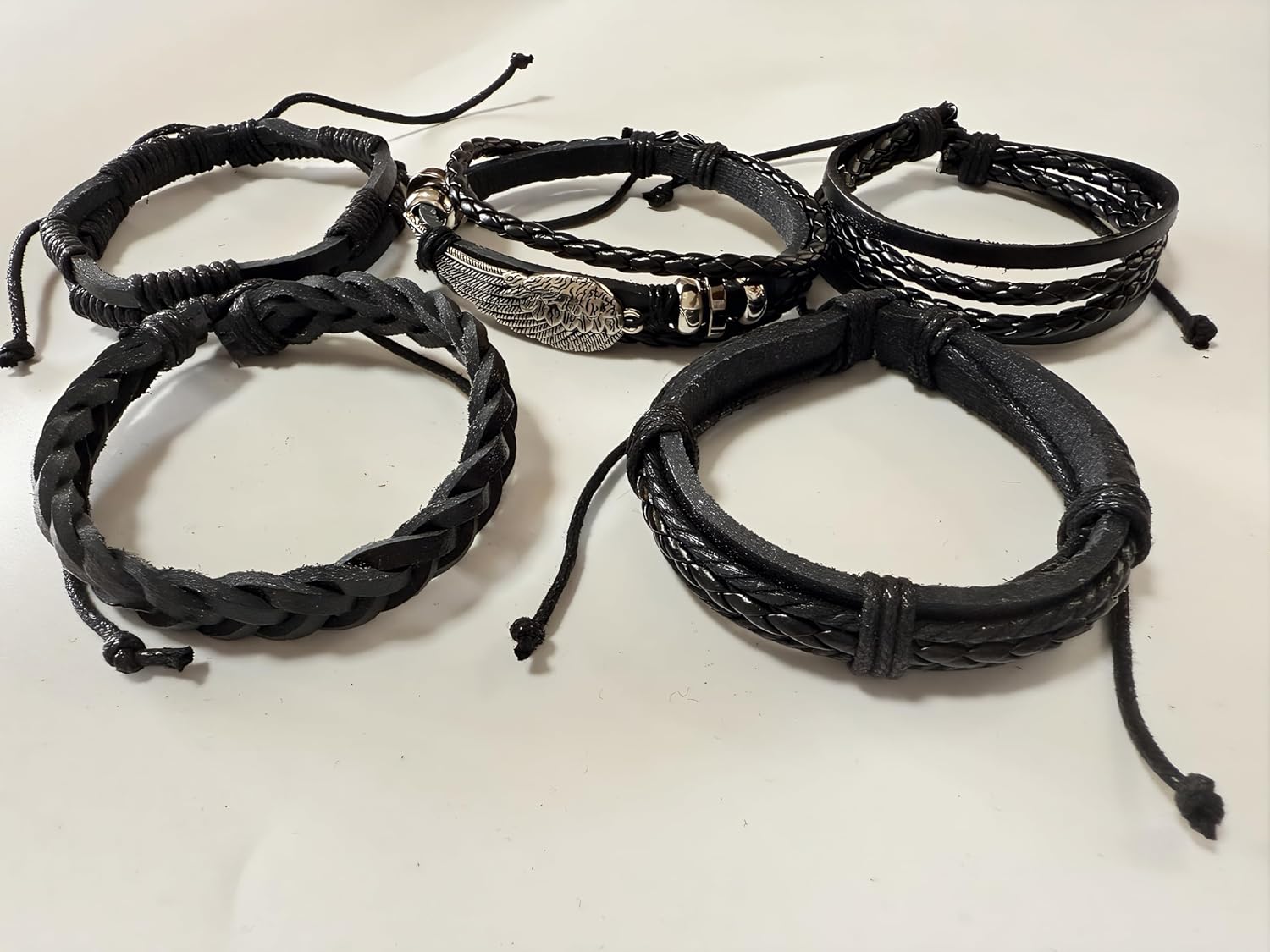Leather Beaded Bracelet for Men Punk Gothic Cuff Men's Skull Bracelet Obsidian Tiger eye Bracelet Men's Spiritual Gift