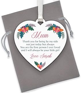 Mother of the Bride Gifts - PERSONALISED Wedding Thank You Gifts for Mum, Mummy, Mam, Mom - Mother of the Bride Heart Plaque Keepsake Gifts from Daughter, Bride - With Grey Bag