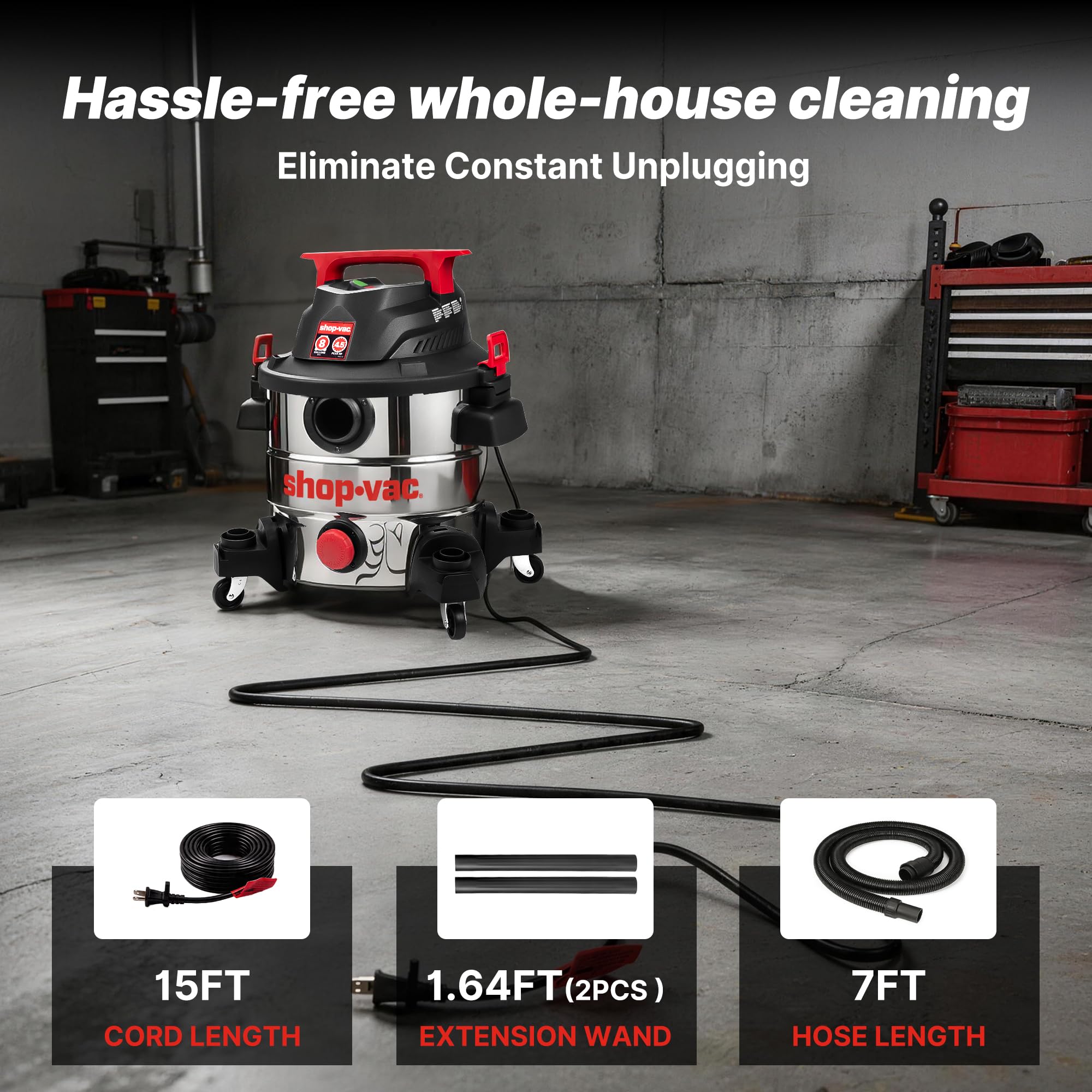 Shop-Vac 8 Gallon Wet/Dry Vacuum - Stainless Steel -8