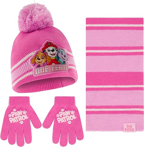 Conjunto de gorro de invierno, bufanda y guantes para niñas pequeñas de Nickelodeon, de 2-4 años o conjunto de gorro, bufandas y guantes para niños