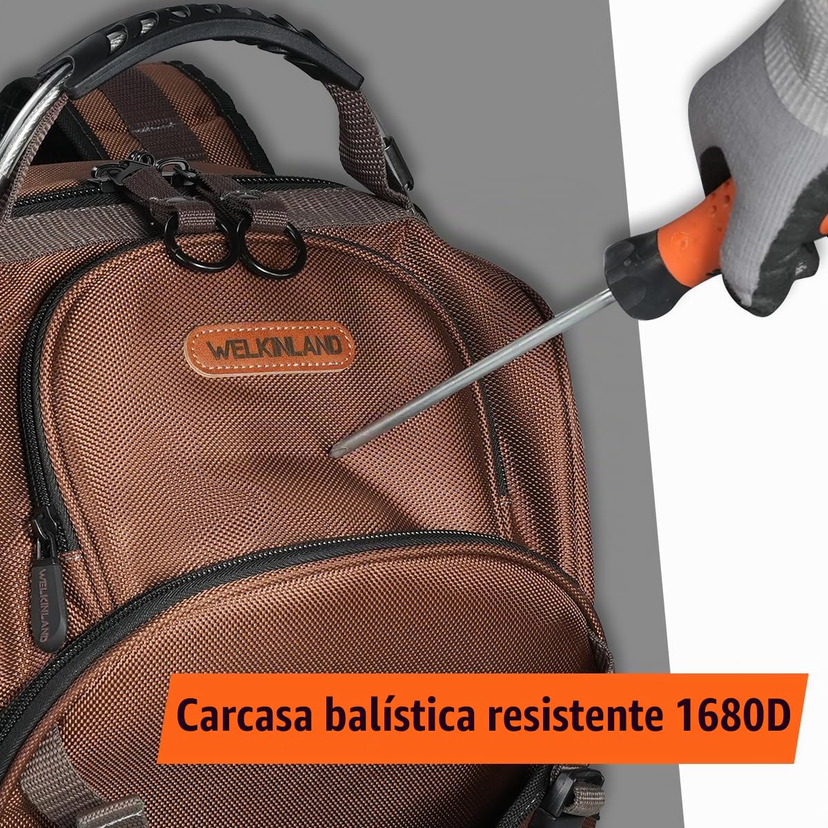 WELKINLAND - Mochila HVAC de 70 bolsillos, mochila de herramientas de electricista resistente, mochila de herramientas de fondo duro para hombres, mochilas de herramientas impermeables para