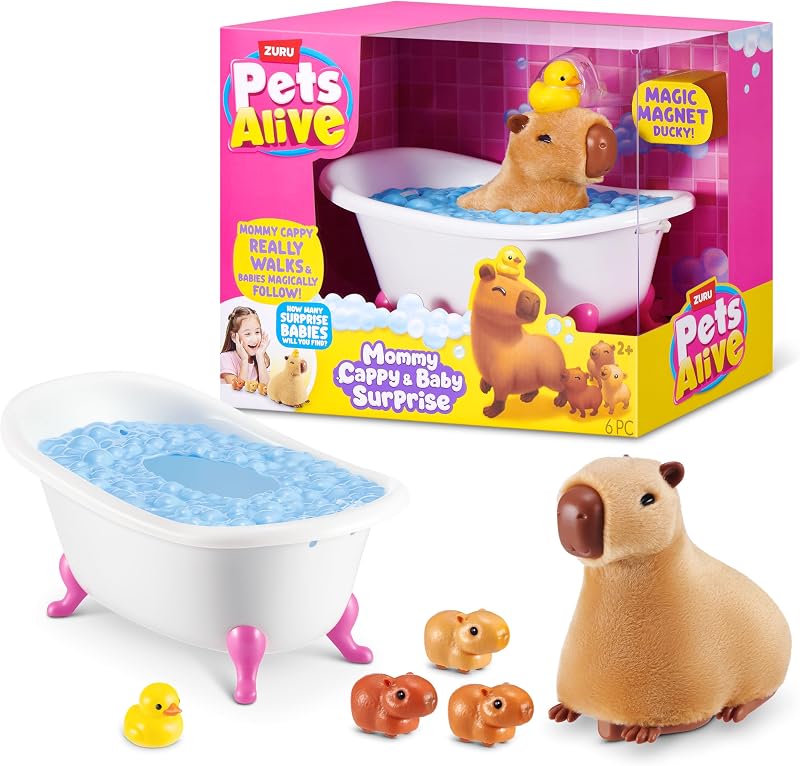 Mommy Capybara and Baby Surprise by ZURU | Surprise babies to reveal; babies magically follow mommy; interactive robotic pet; unbox & collect; gift for kids