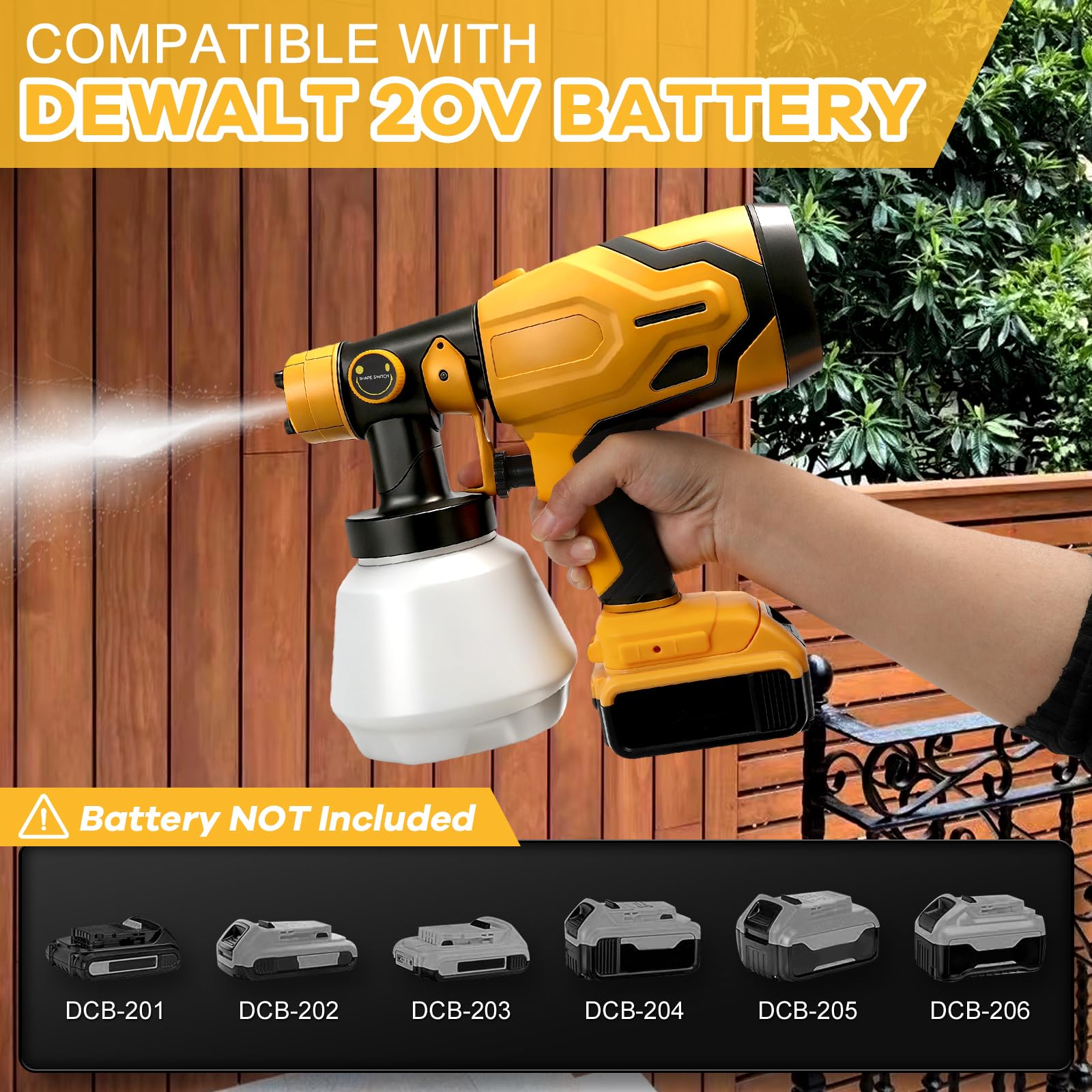 Roadtime Sistema de pulverización de pintura a batería para baterías DeWalt de 20 V (sin batería), pulverizador de pintura de 1000 ml HVLP pistola de pintura con 4 boquillas, pistola de pintura