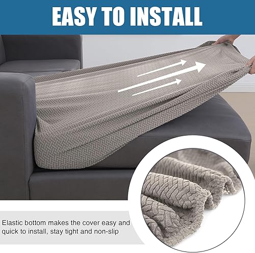 Miniatura 4 de Smiry Fundas de cojín impermeables para sofá, fundas elásticas de jacquard para sofá modular, funda de sofá en forma de L, protector elástico