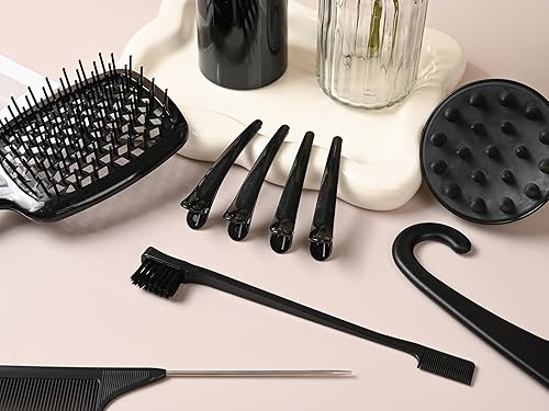 Miniatura 7 de 12 piezas de juego de cepillos para peinar con desenredante, para provocar, cola de rata, cepillos de borde y cepillos para cabello de bebé - cerdas